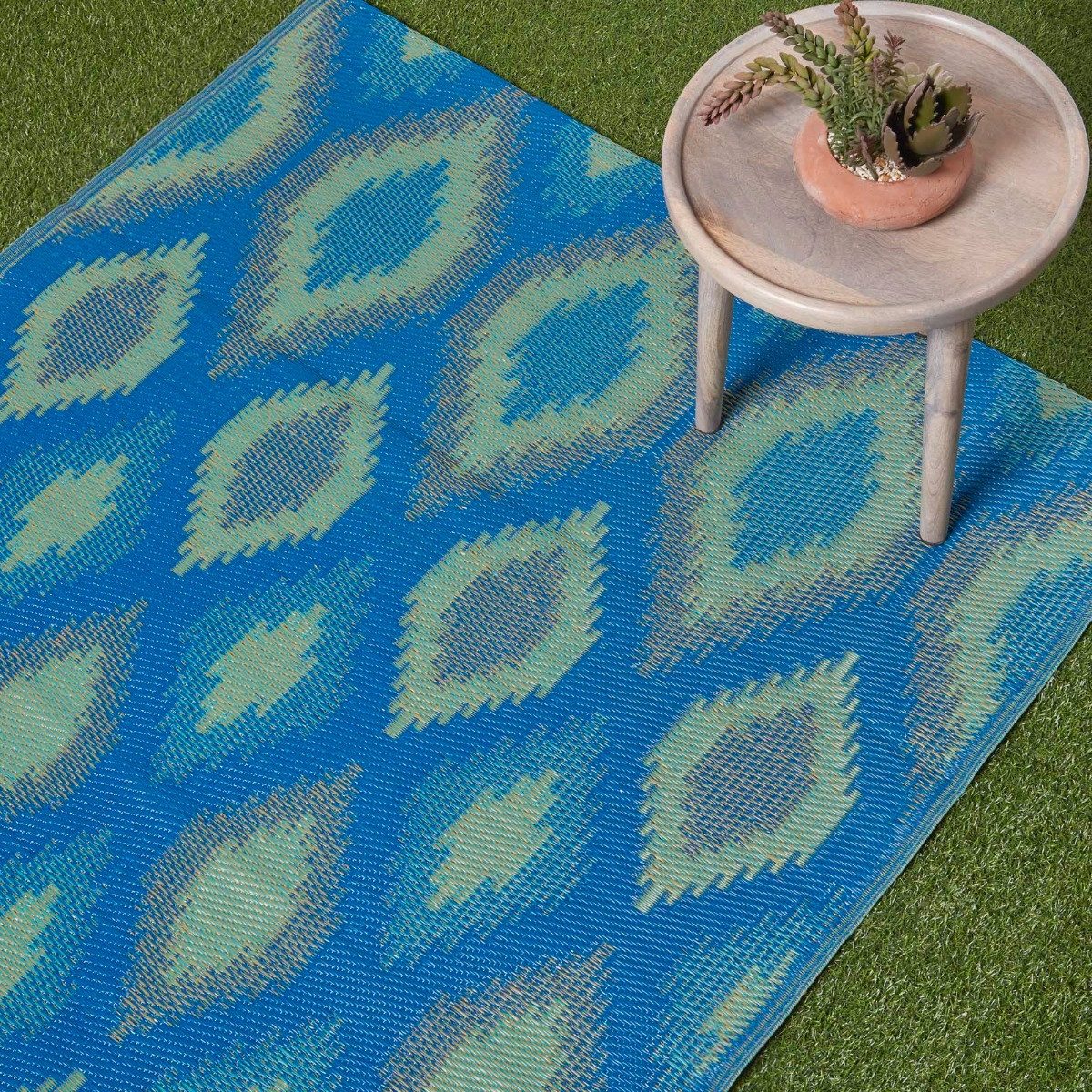 Homescapes Outdoorteppich Outdoor-Teppich Amber aus Polpropylen mit blau-grünem, 180 x 270 cm, rechteckig, Höhe: 20 mm