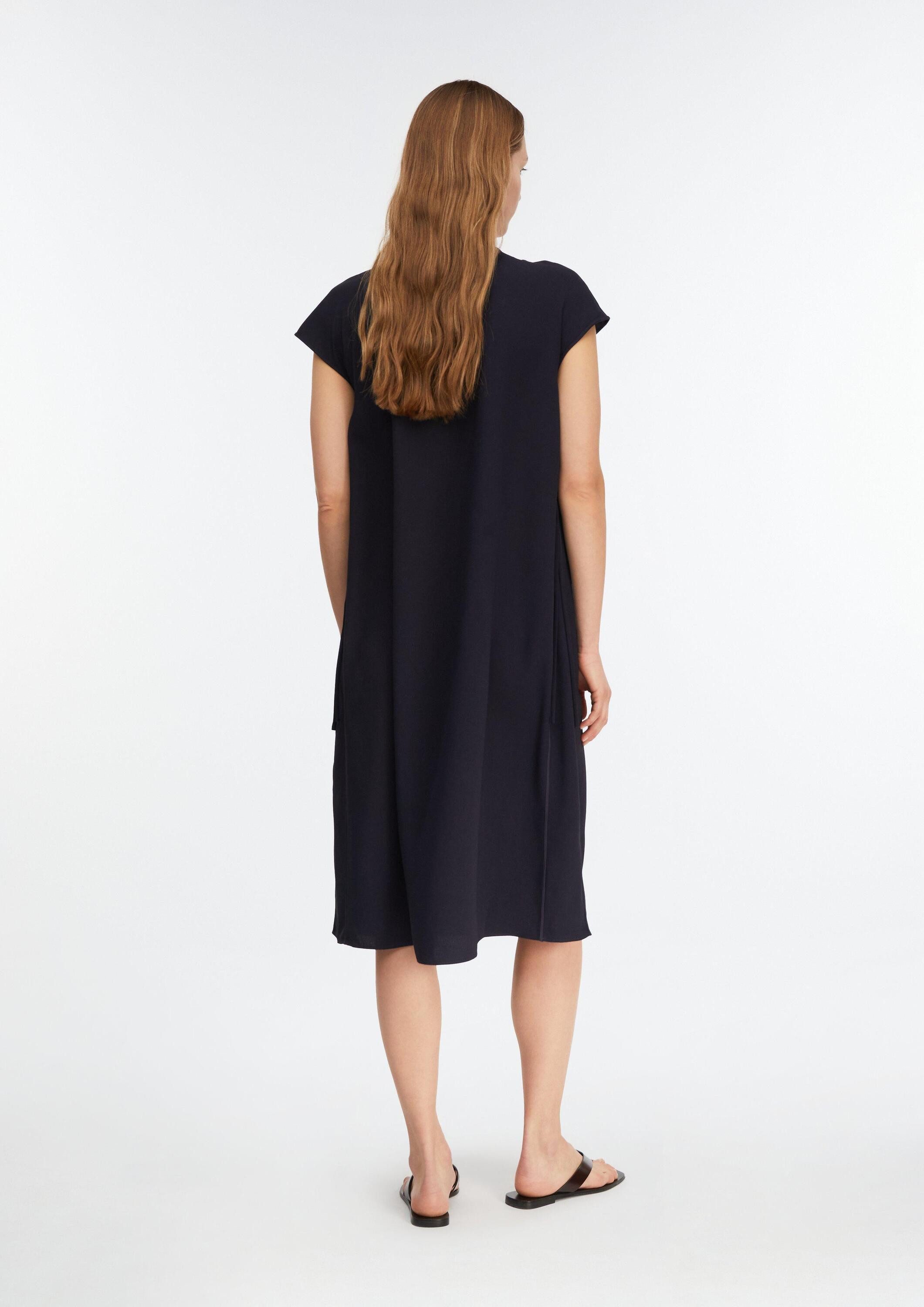 comma Midikleid Kleid Lockeres Kleid aus Viskosecrêpe mit Bindedetails