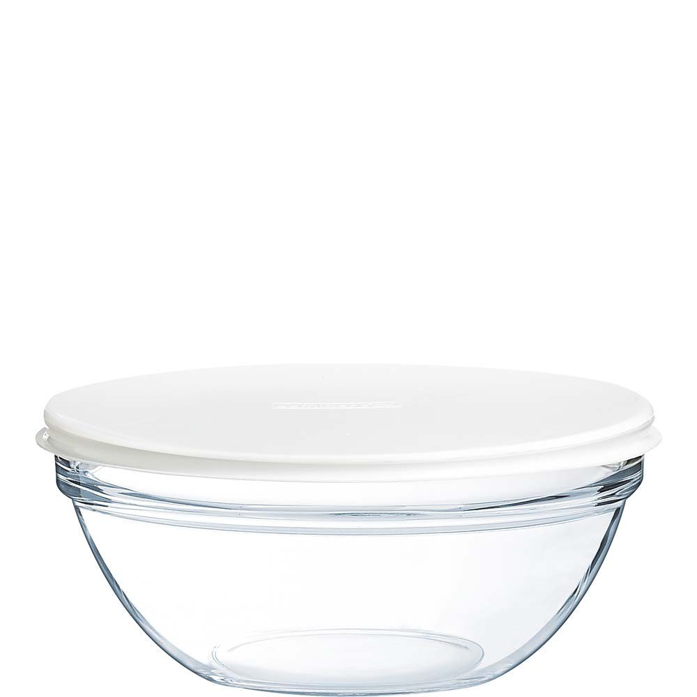 Luminarc Schüssel Empilable, Glas gehärtet, Stapelschale mit PE-Deckel  17.5cm 1 Liter Glas gehärtet Weiß 1 Stück
