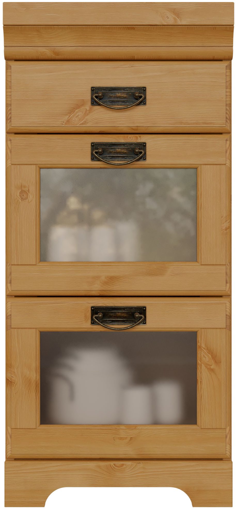 Home affaire Unterschrank Rügen Breite 40 cm, Kiefer massiv, Schubkästen mit Glaseinsatz