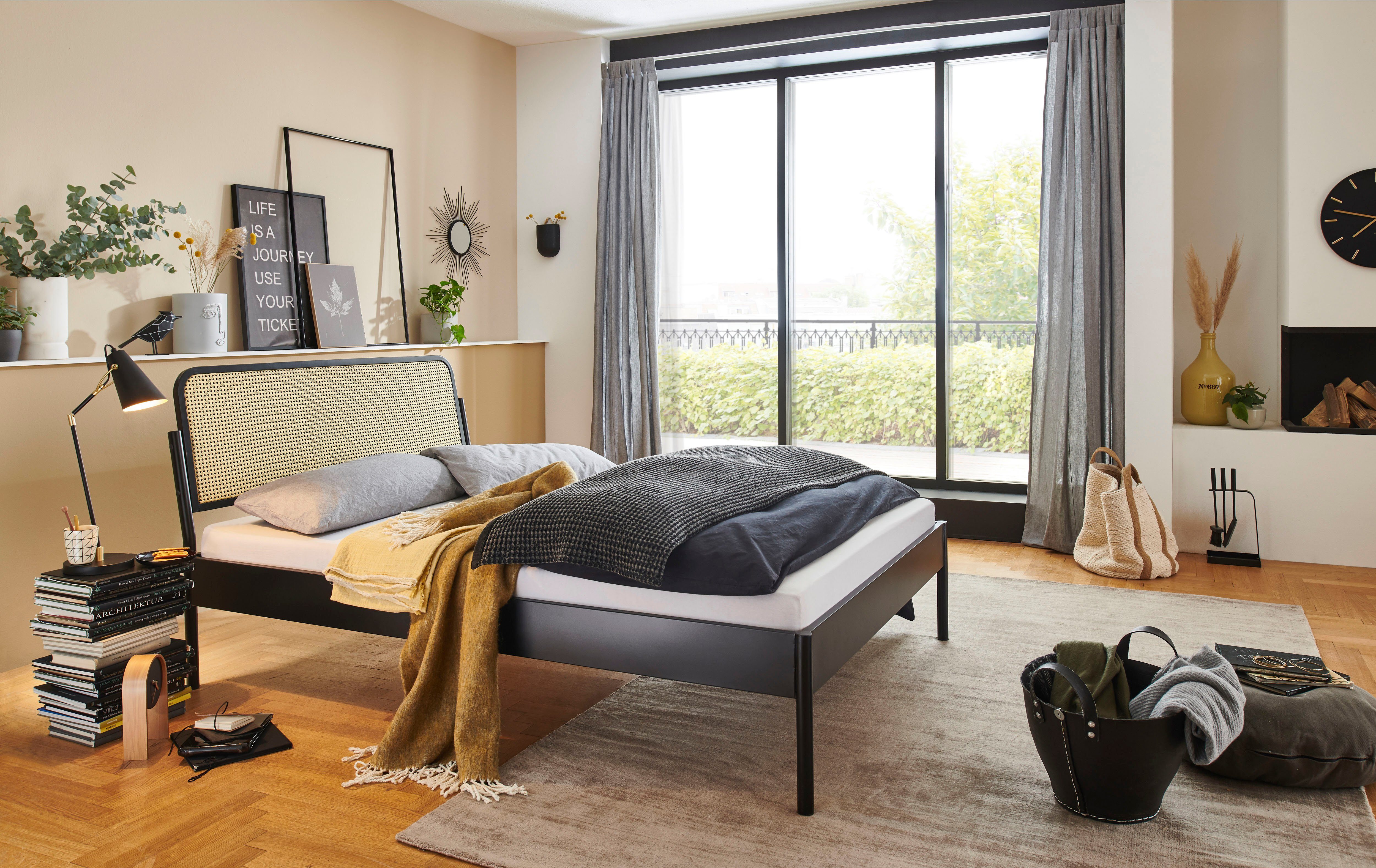 ATLANTIC home collection Metallbett »Nelly«, mit Rattan im Kopfteil