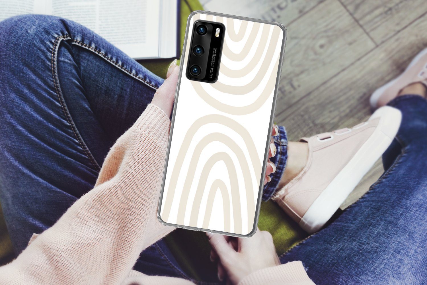 MuchoWow Handyhülle für Huawei P40 Regenbogen - Pastell - Design - Abstrakt, Handy Case, Silikon, Bumper Case Dünn