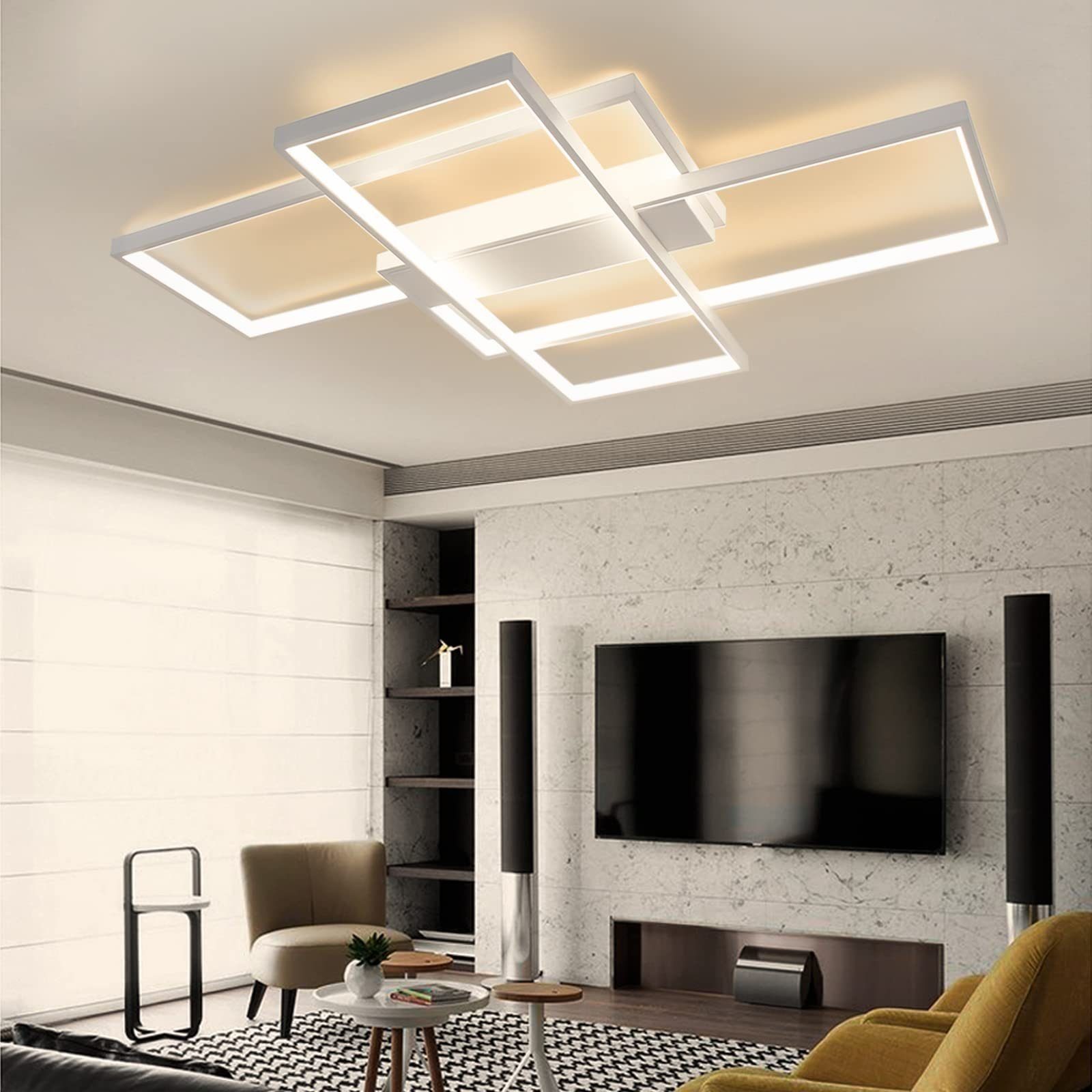 ZMH LED Deckenleuchte Modern Deckenlampe - Große Wohnzimmerlampe Dimmbar 88W, LED fest integriert, 3000-6000k, Deckenbeleuchtung für Wohnzimmer Büro