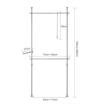 SoBuy Kleiderständer FRG109, Teleskop Garderoben System mit 2 Kleiderstangen Regalsystem