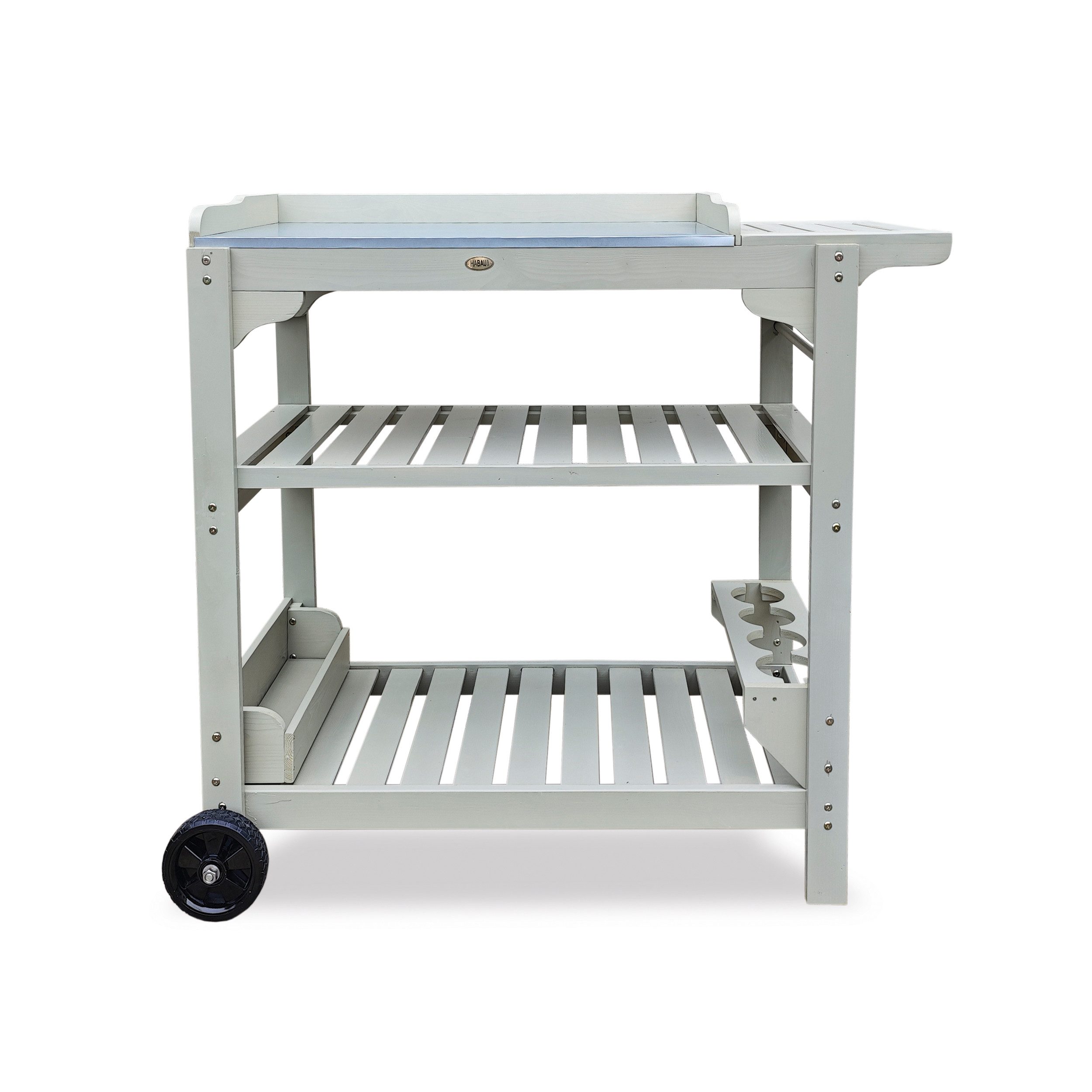 HABAU Grillablagetisch mit Ablage und Rädern, mit Getränkehalter und Besteckkasten
