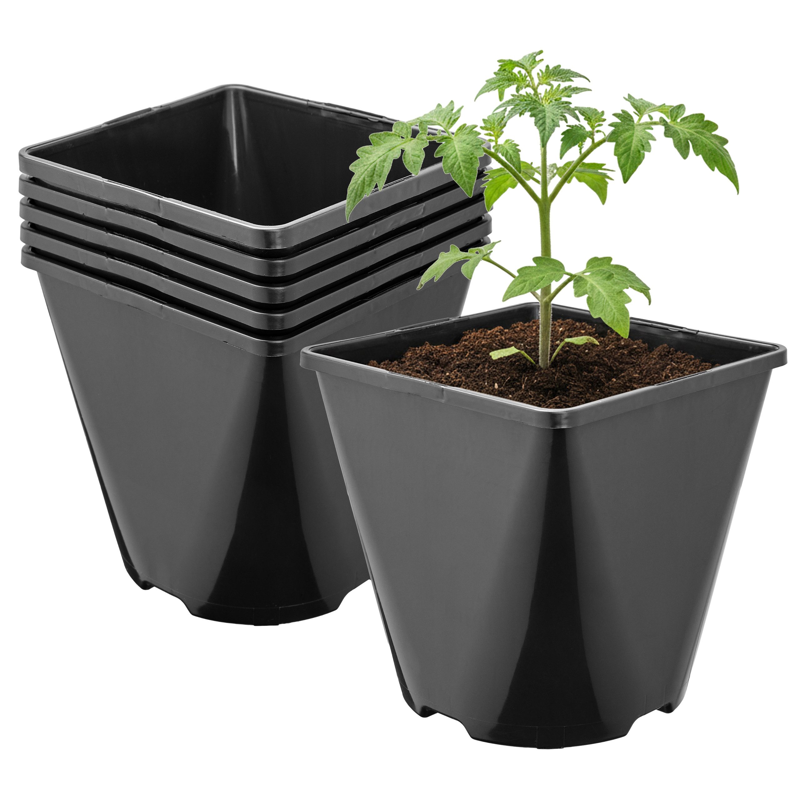 Garronda Blumentopf Kunststoff eckig abgerundet mit Drainagelöchern für Garten GD-0200 (5 St., 5er Set)