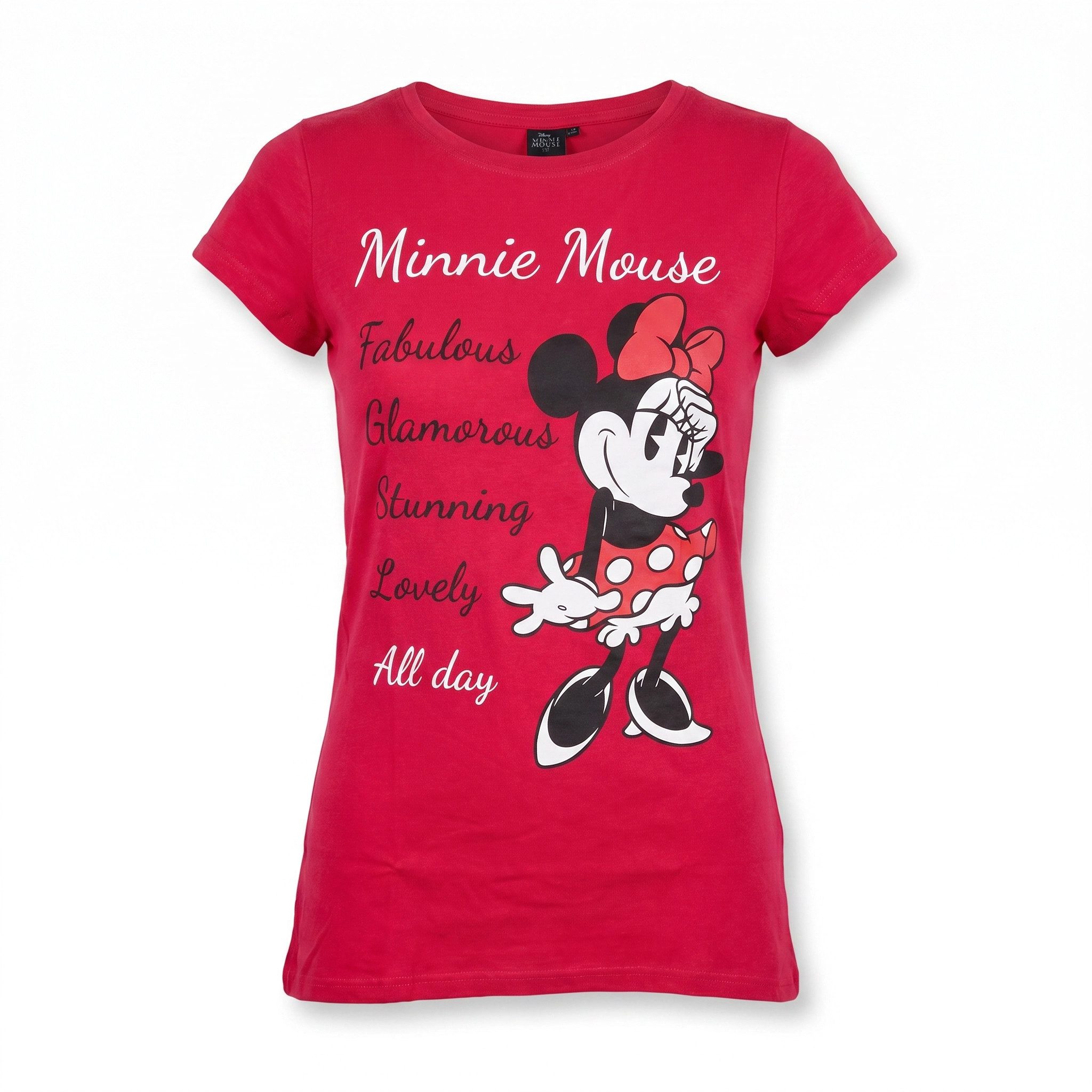 Disney Pyjamaoberteil Disney Minnie Maus Damen kurzarm Schlafshirt Nachthemd 100% Baumwolle, Gr. S bis XL