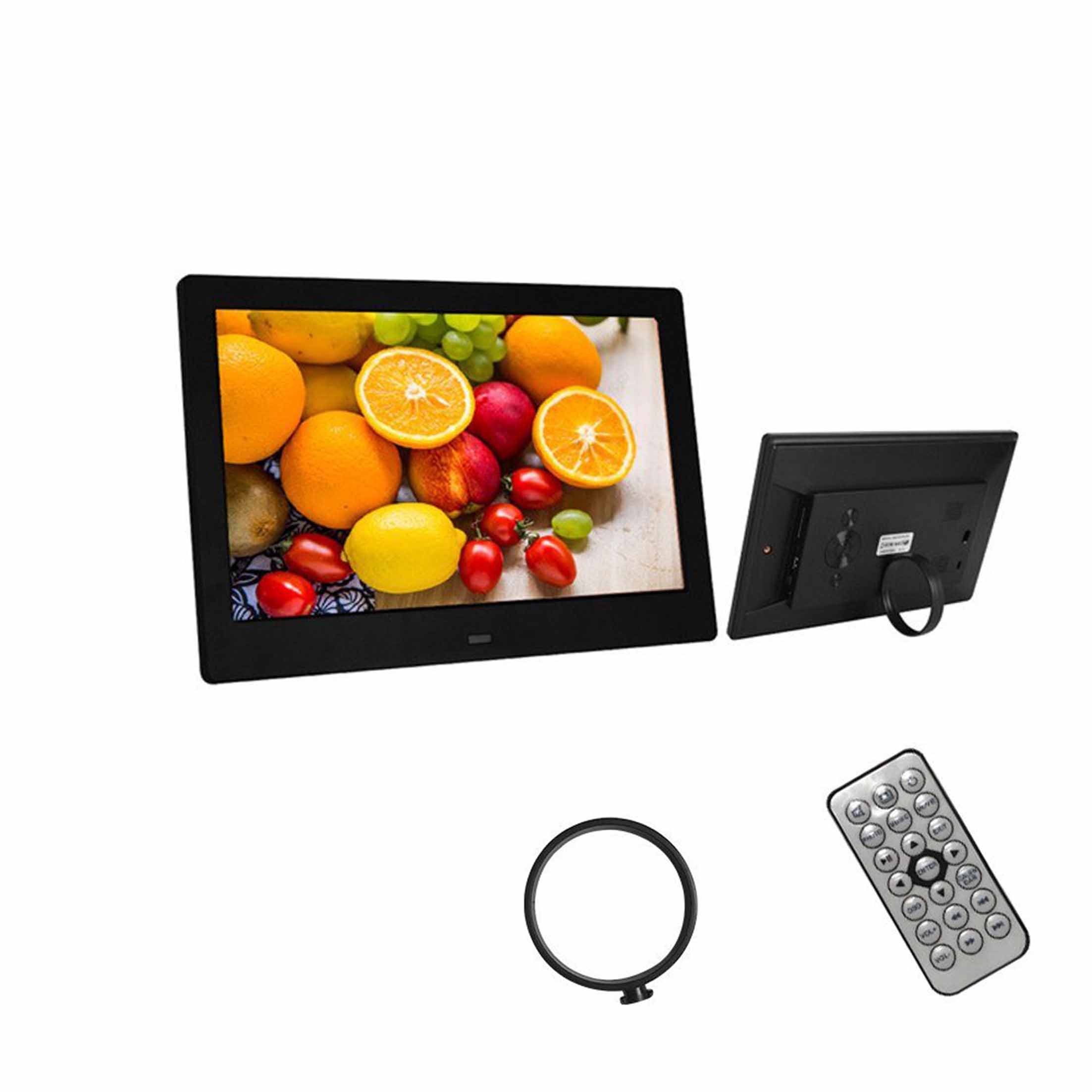 TAMEY 10.1 Zoll, Digitaler Bilderrahmen, Mit Fernsteuerung Digitaler Bilderrahmen (Photo Frame,1024*600Pixel, externe SD Karte (bis 32 GB), Schwarz, Weiß)