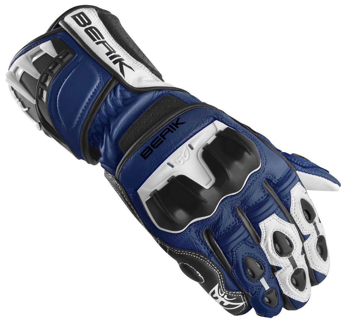 Berik Motorradhandschuhe Track Plus Motorradhandschuhe Blue/Black/White