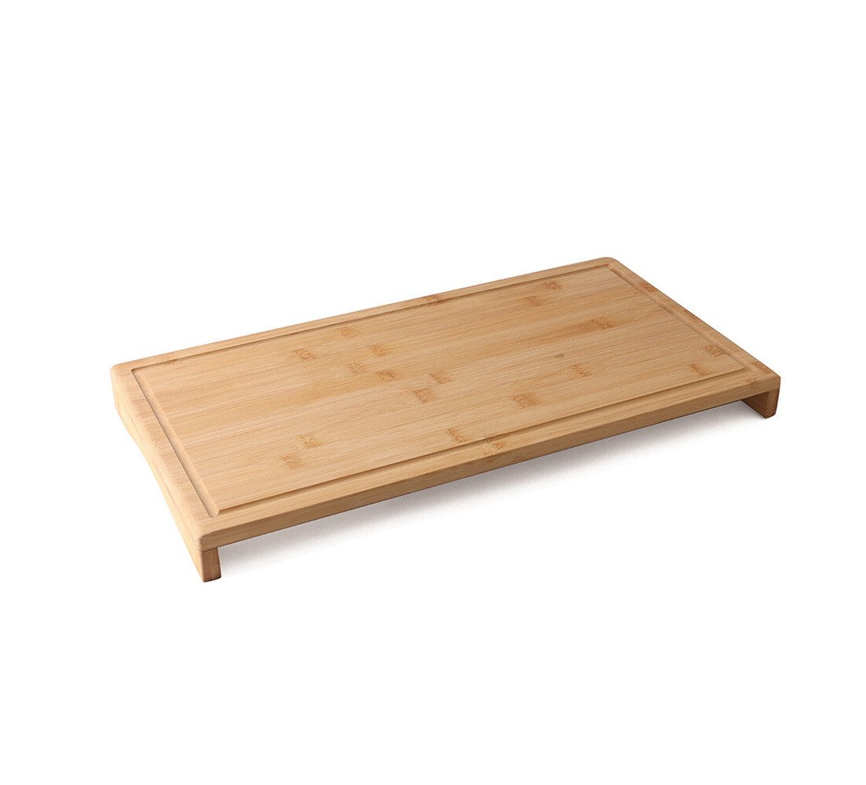 Michelino Schneidebrett Bambus-Brett 54 x 28 x 4,3 cm mit Saftrille & rutschfesten Füßen, Bambus, (1-St), mit Saftrille
