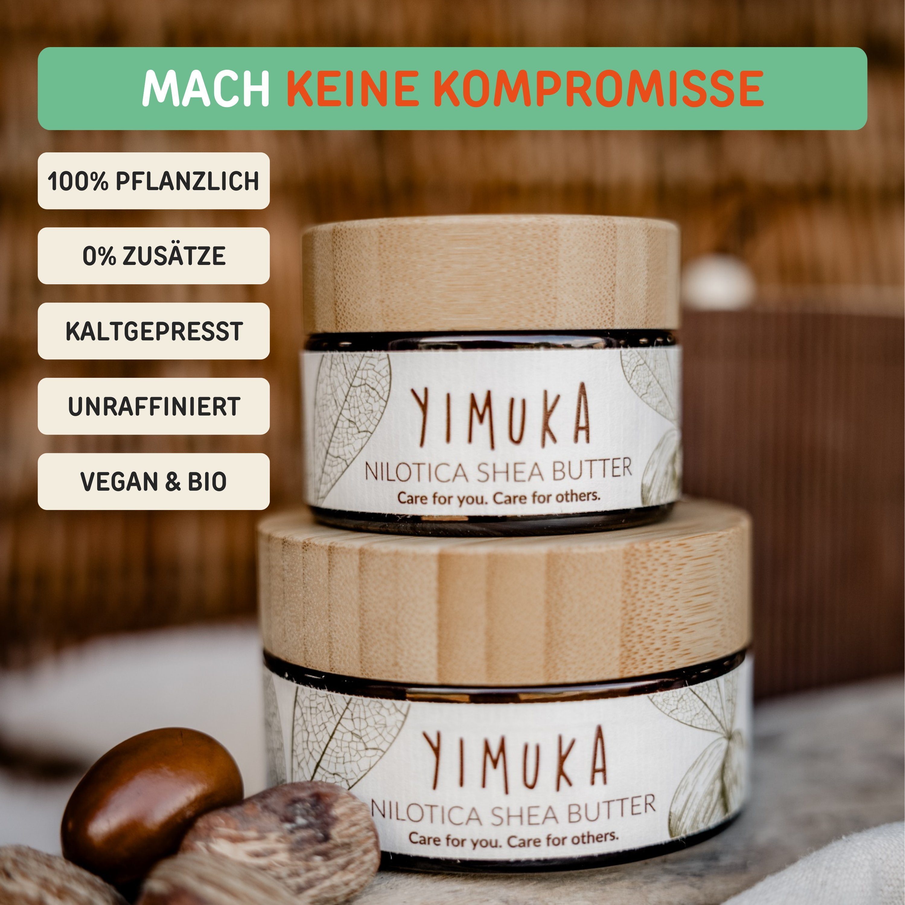 Feuchtigkeitscreme Kaltgepresst Bio, Trade Unraffiniert, Reine Fair Sheabutter Nilotica - Yimuka