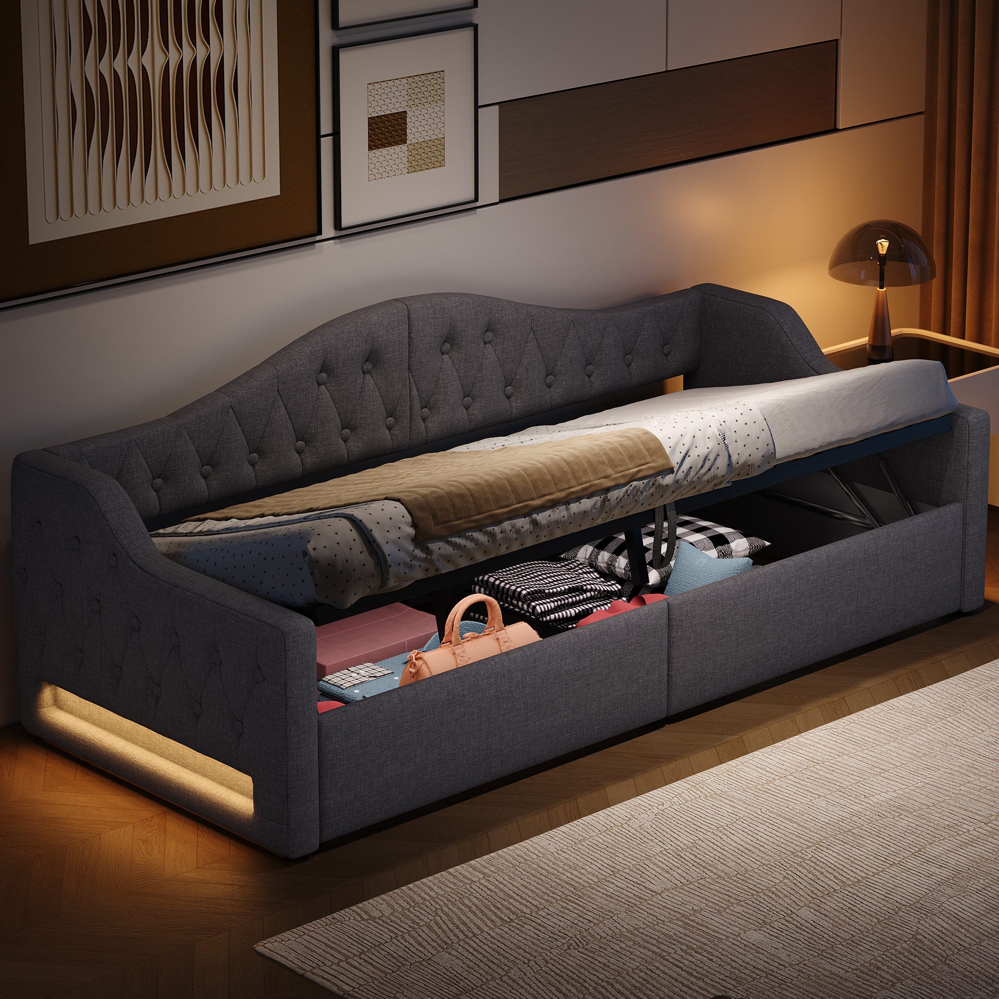 Merax Daybett mit hydraulischem Stauraum (Schlafsofa günstig online kaufen