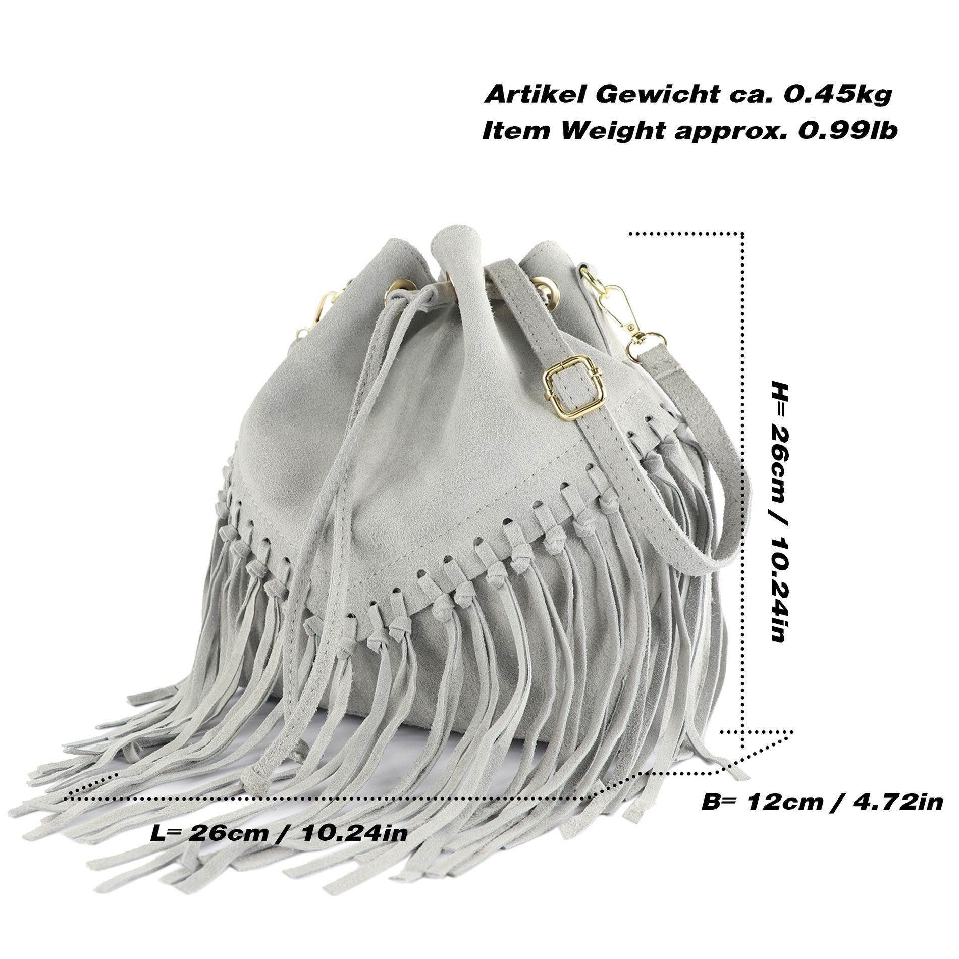 Umhängetasche in Echtleder T239, Graphitgrau Italy Handmade de modamoda