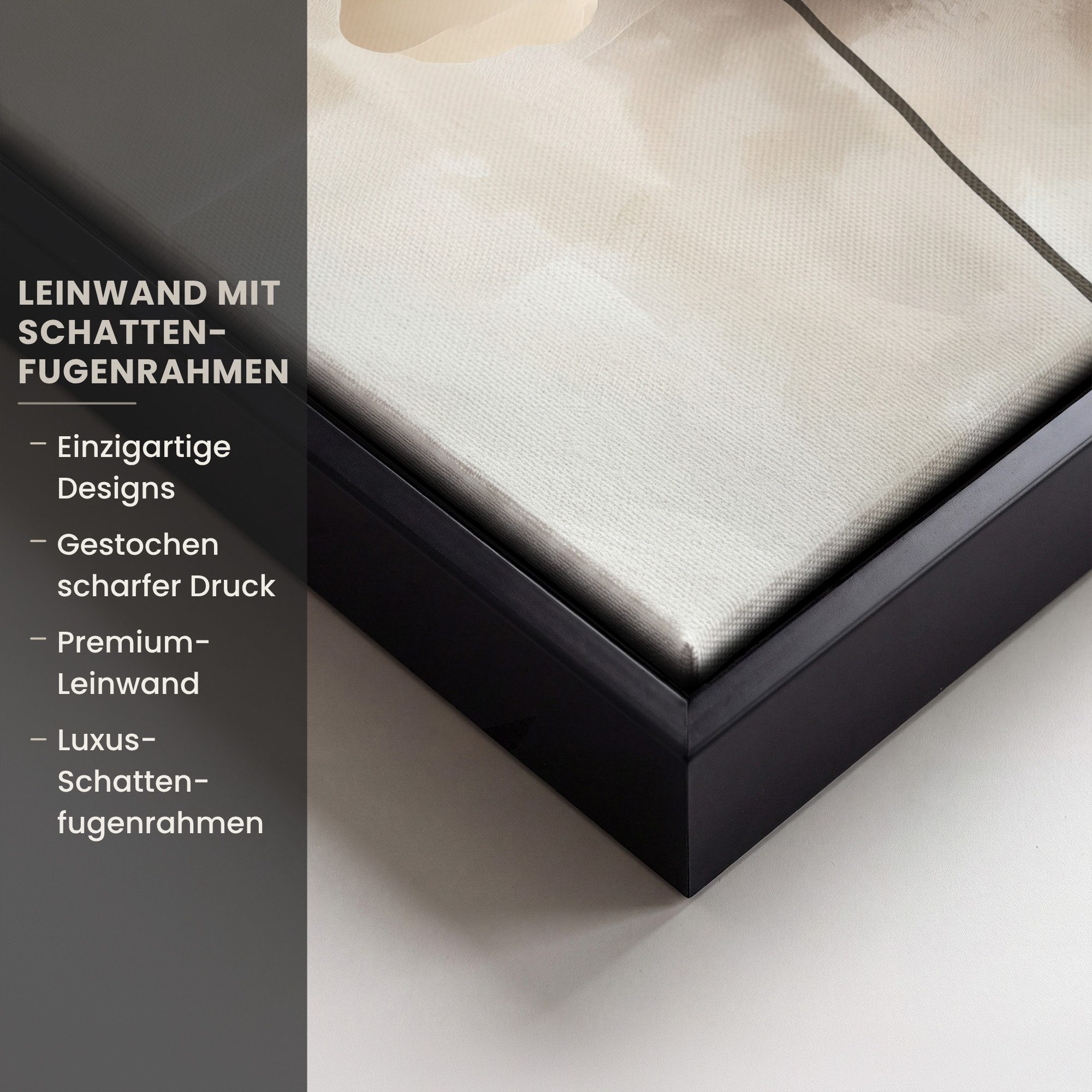 OneMillionCanvasses® Leinwandbild mit Rahmen - Blume - Beige - Farbe - Schatten, Fotodruck (1 St), Leinwand Bilder Klein, Wand Dekoration Aesthetic 20x20cm – Bild 3 von 5