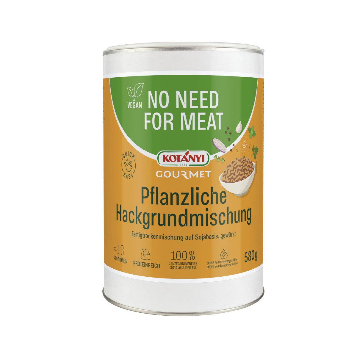 KOTANYI Gewürz, Kotanyi No need for meat Pflanzliche Hackgrundmischung vegan 580g