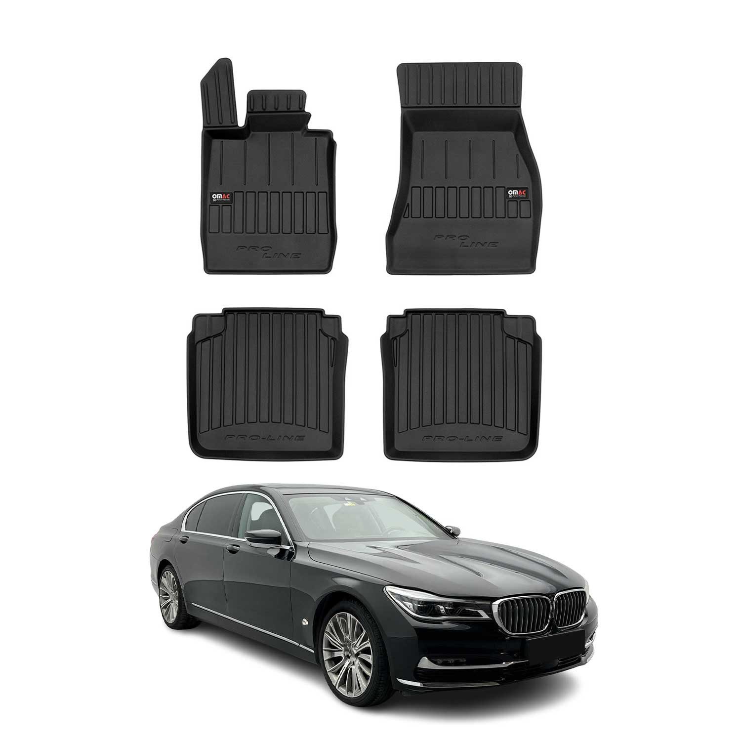 OMAC Auto-Fußmatten Fußmatten für BMW 7er G12 2015-2022 Premium TPE Schwarz 4x (4 St), für BMW 7er G12 Long 2015-2022 BMW 7er G12 Long 2015-2022, Antirutsch,Wasserfest,Einfache Installation