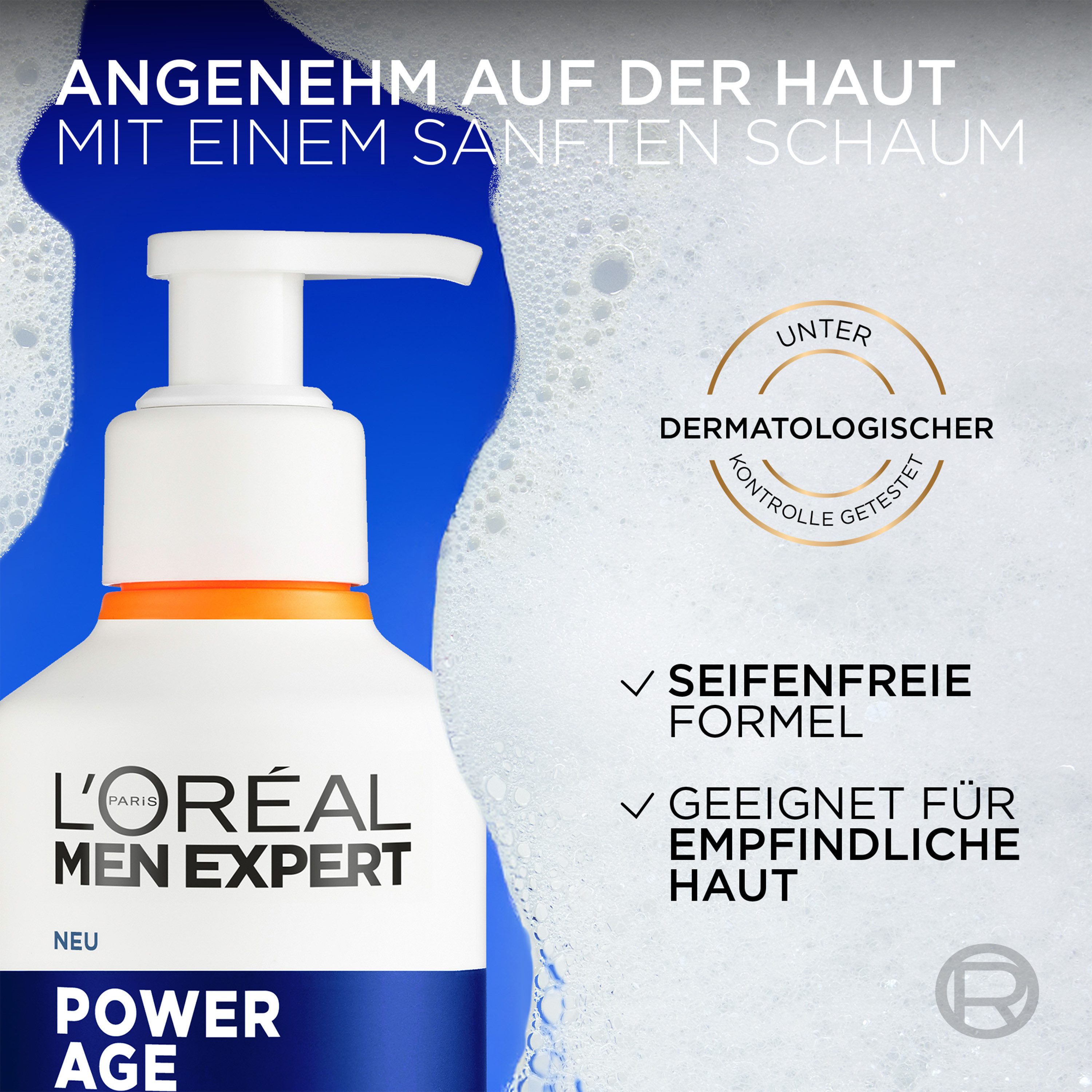 L'ORÉAL PARIS MEN EXPERT Gesichts-Reinigungscreme POWER AGE FEUCHTIGKEITSSPENDENDES REINIGUNGSGEL, mit hydratisierender Hyaluronsäure und nährendem Vitamin B5 – Bild 5 von 5