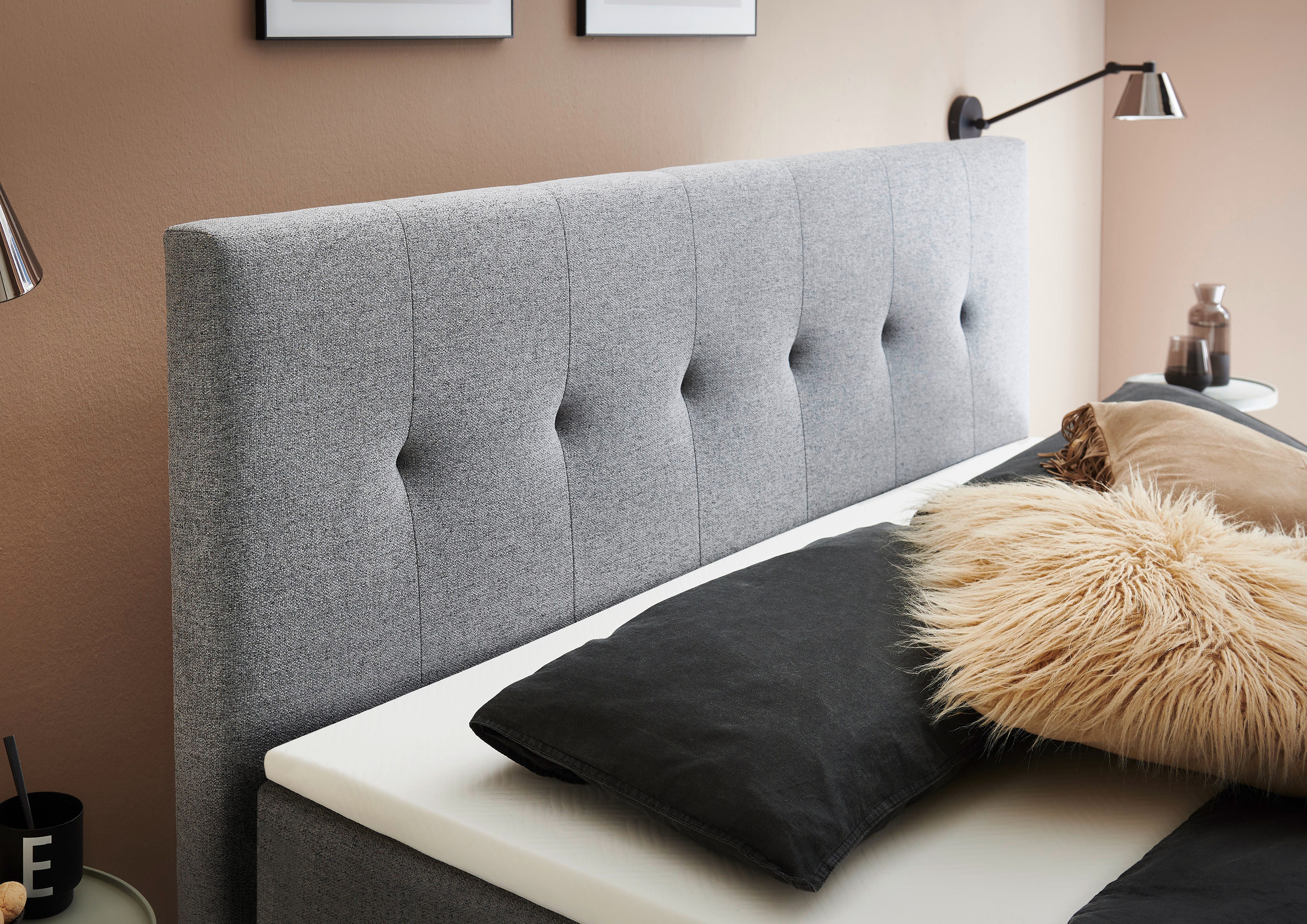 Home affaire Boxbett Tessaja, inkl. Bettkasten, in der Breite 180x200cm erhältlich, Kopf- und Fußteil gesteppt, inkl. Anti-Slip-Topper