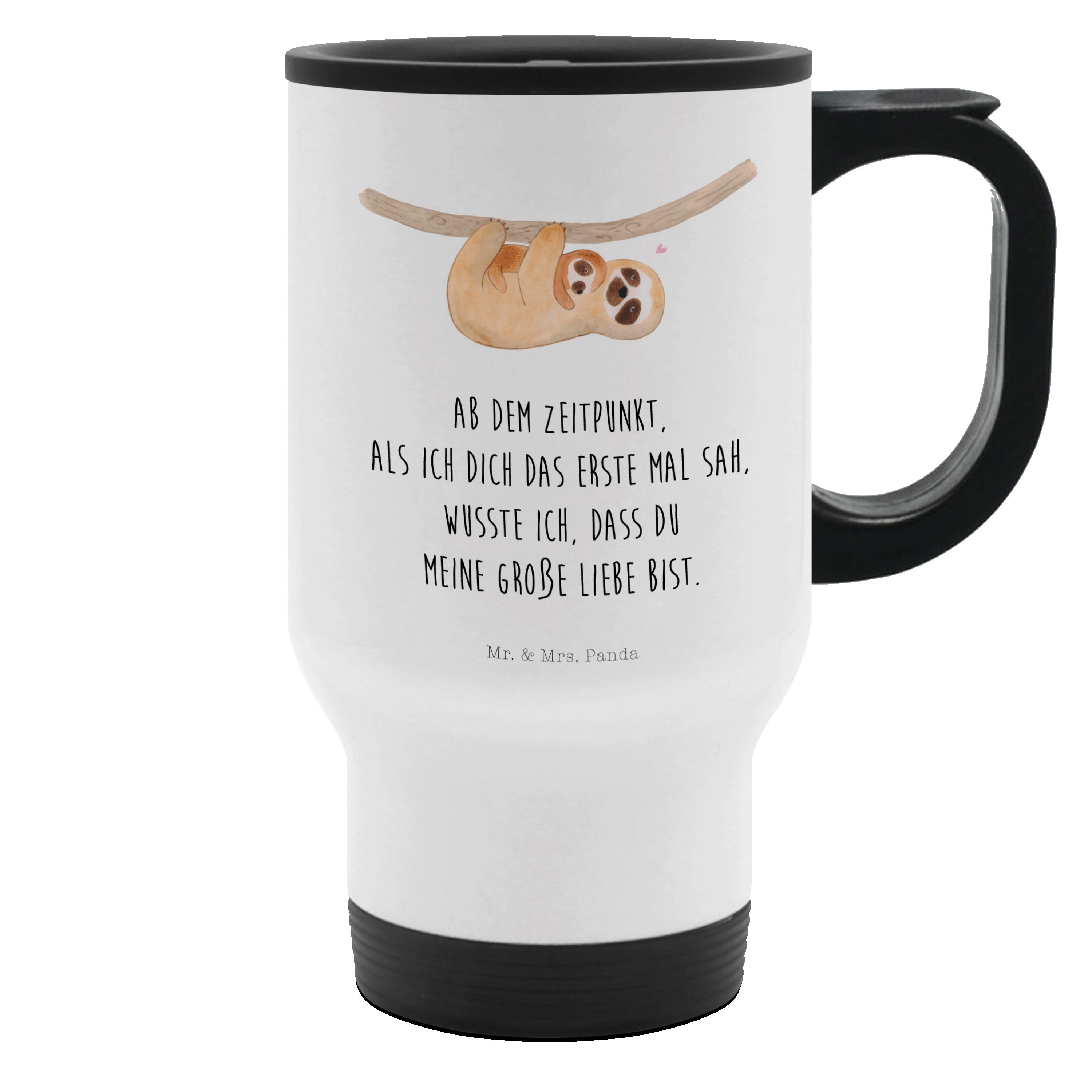 Mr. & Mrs. Panda Thermobecher Faultier Kind, Kaffeebecher To Go, Weiß, Liebe, Thermobecher, Edelsta, Edelstahl, Thermobecher Mit Motiv Niedlichkeit Thermobecher Für Kaffee