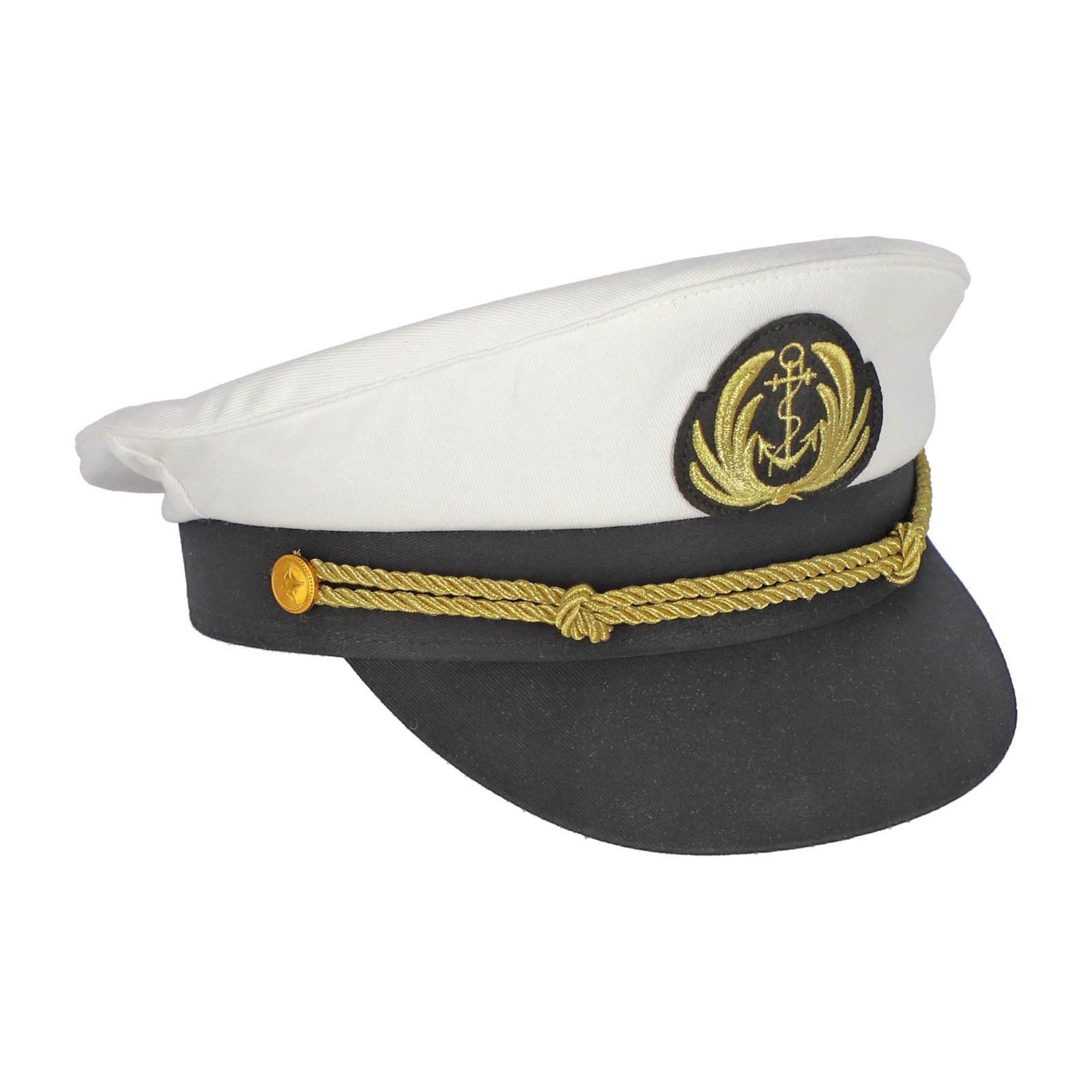 modAS Schirmmütze 10875-02 Unisex Kapitänsmütze Matrosenmütze Anker Goldfarbene Kordel & Knöpfe