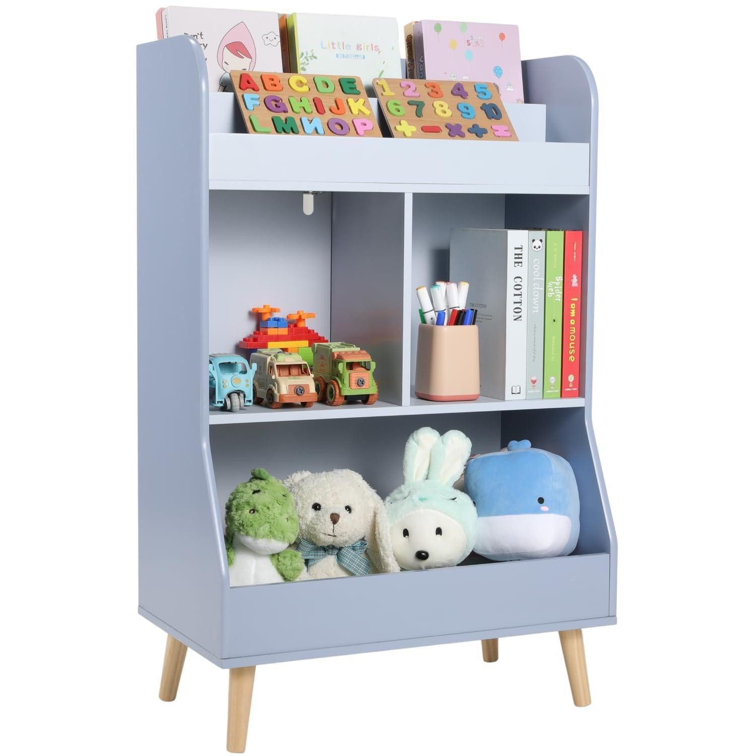 LuxusKollektion Regalkorb Kinderregal Holz Blau 2/3 Fächer (1 St)