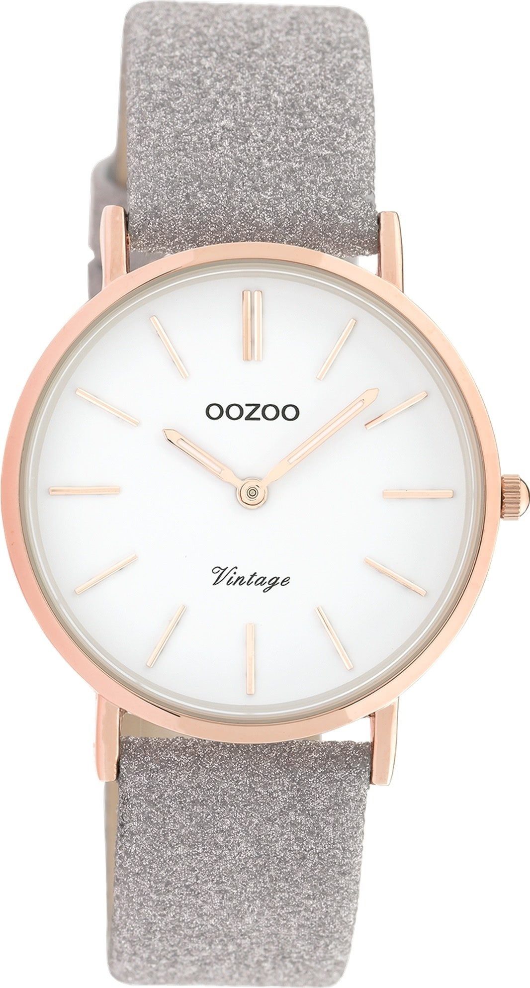 OOZOO Quarzuhr 32mm) braun mittel Damenuhr Fashion-Style Analog, Armbanduhr Oozoo Damen (ca. Lederarmband, rund