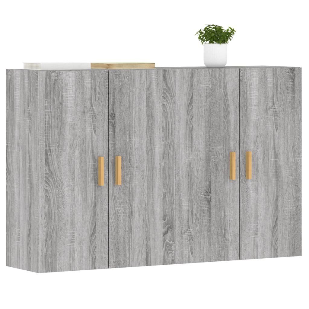 furnicato Wandhängeschrank Wandschrank Grau Sonoma 69,5x34x90 cm aus Holzwerkstoff und Massivholz, 2-tlg., Stabiles Hängeschrank-Set mit viel Stauraum als Sideboard-Aufsatz