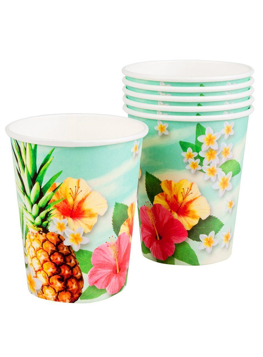 Boland Einweggläser 6 Hawaii Pappbecher, Pappe, Südsee, Karibik, Beachparty: Alles was Du für Deine sommerliche Part