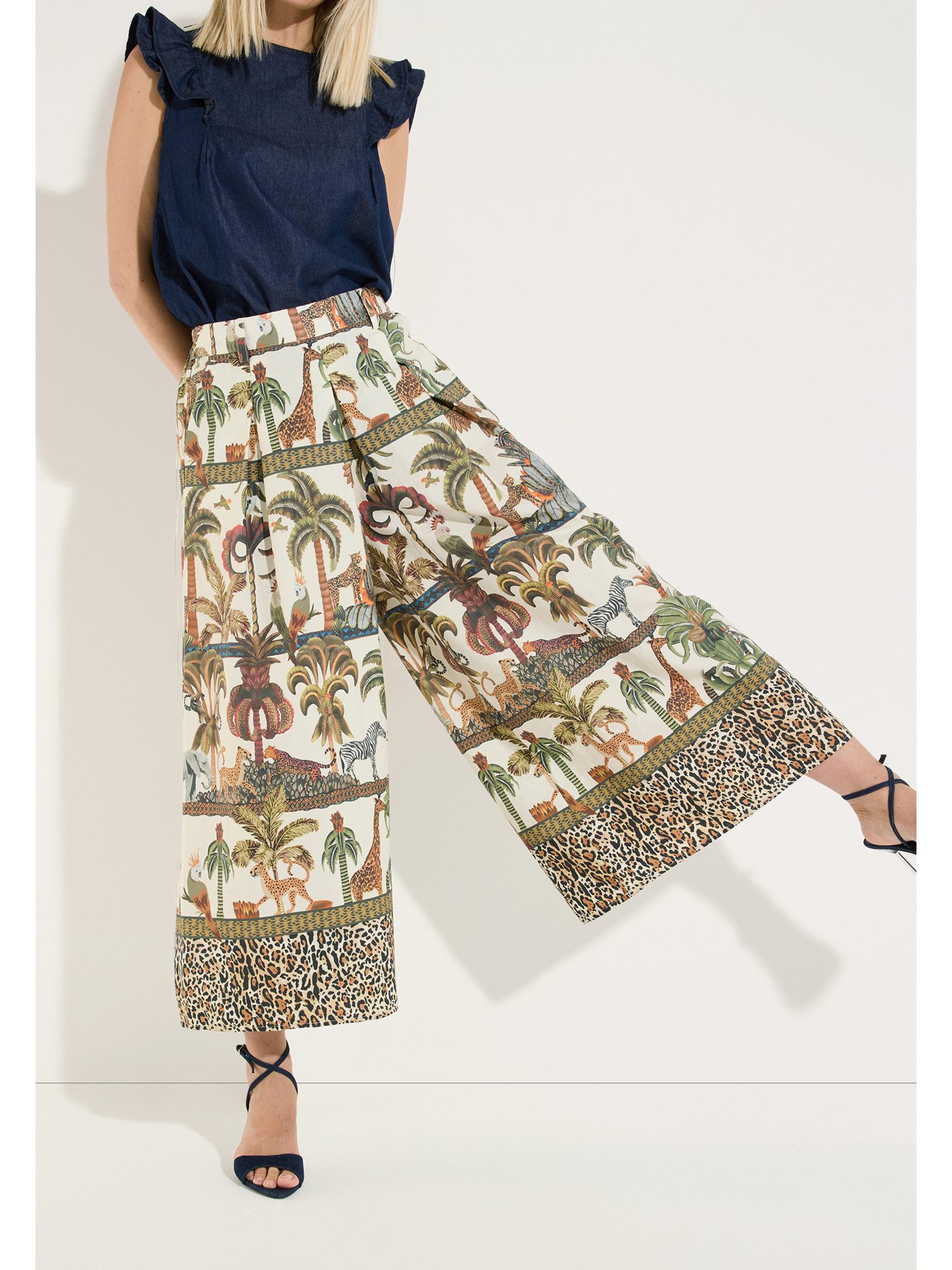 MORE&MORE Stoffhose extraweite Printhose, Jungle