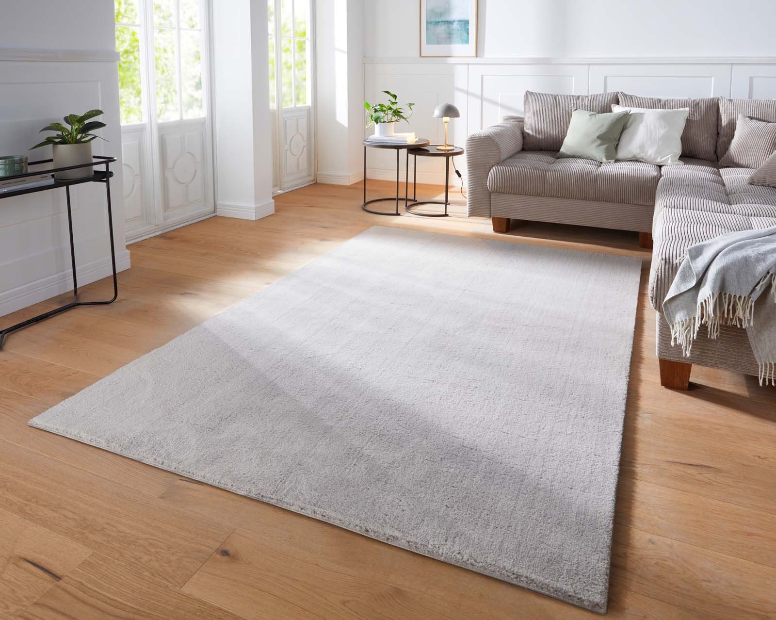 TaraCarpet Teppich Supersoft Kurzflorteppich Fiona Uni, rechteckig, Höhe: 19 mm, waschbar grau Wohnzimmer Schlafzimmer Kinderzimmer 200x290 cm