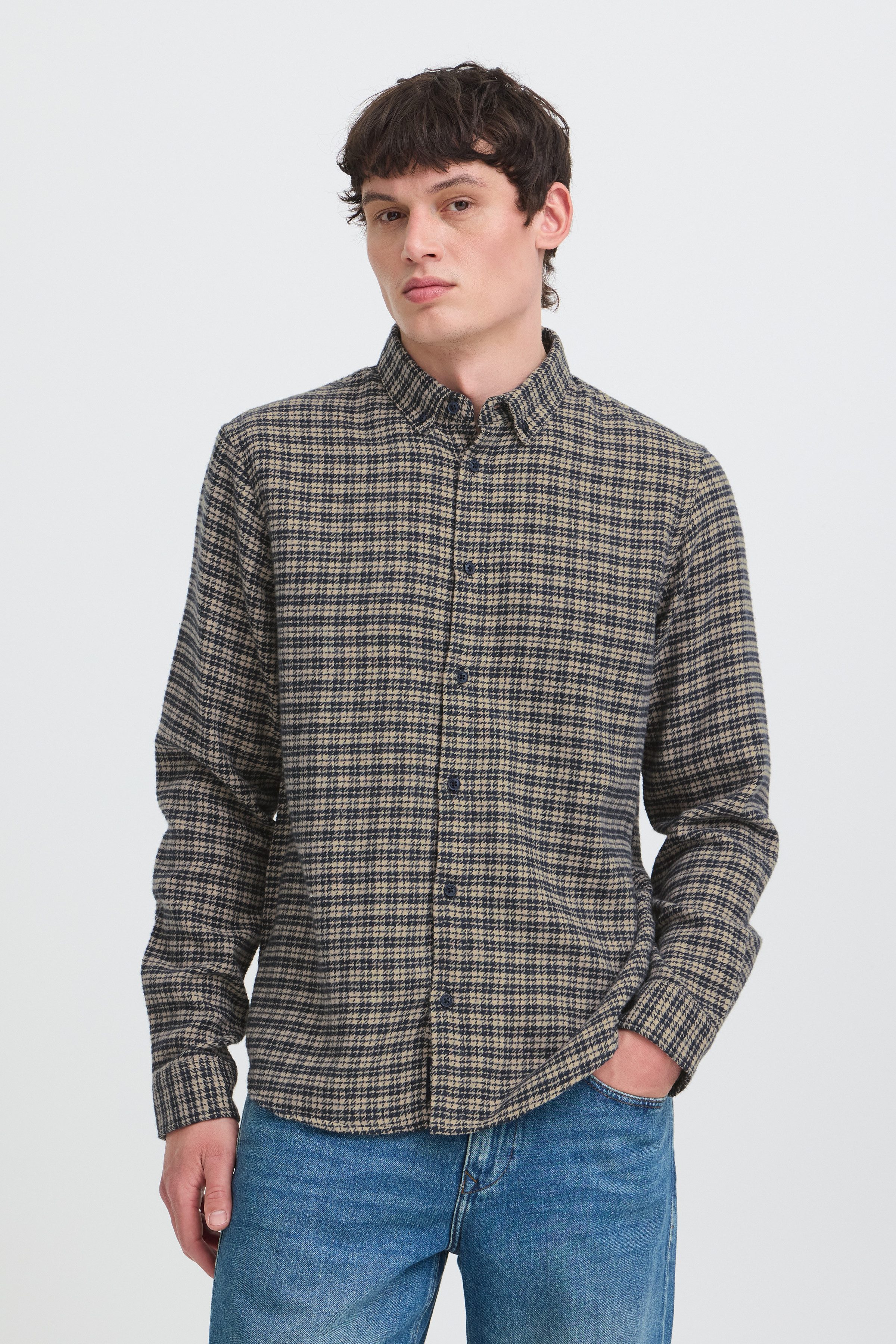 Blend Langarmhemd BHCLARK SHIRT Materialmix, regular fit
