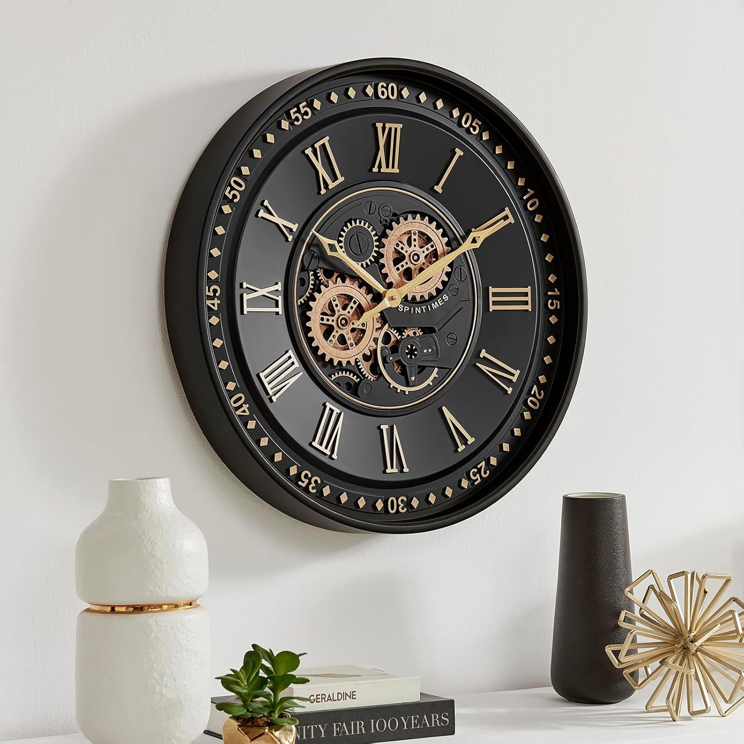 Samilito Uhr 59,5 cm mit echtem Bewegungsgetriebe Zahnrädern