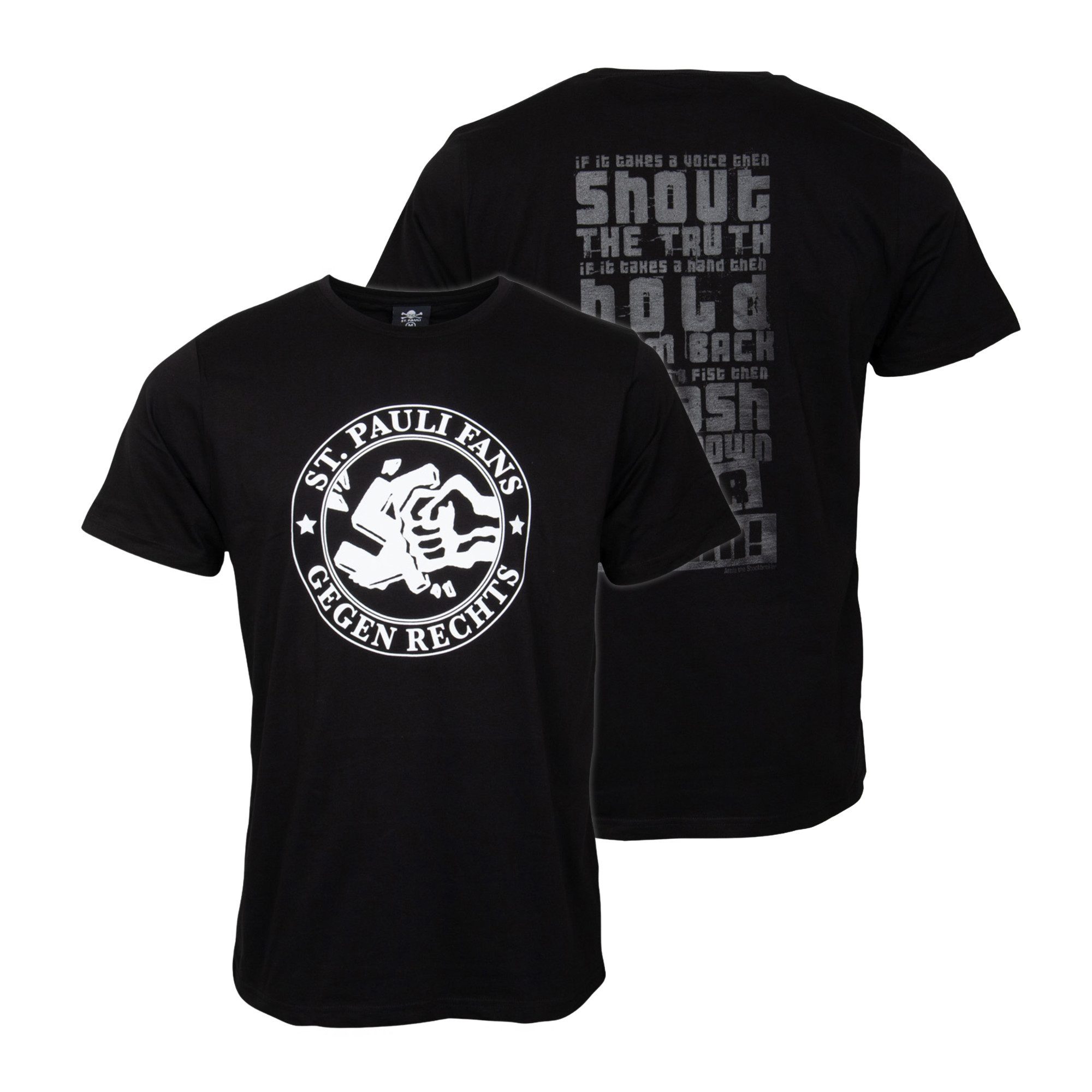FC St. Pauli Print-Shirt FC St. Pauli T-Shirt Gegen Rechts - schwarz