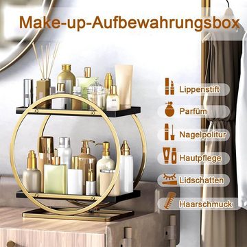 Fivejoy Make-Up Organizer Badezimmer Regal Handwäsche Arbeitsplatte Kosmetik Organizer, 2-stufiger Metall-Badezimmertisch-Organisator
