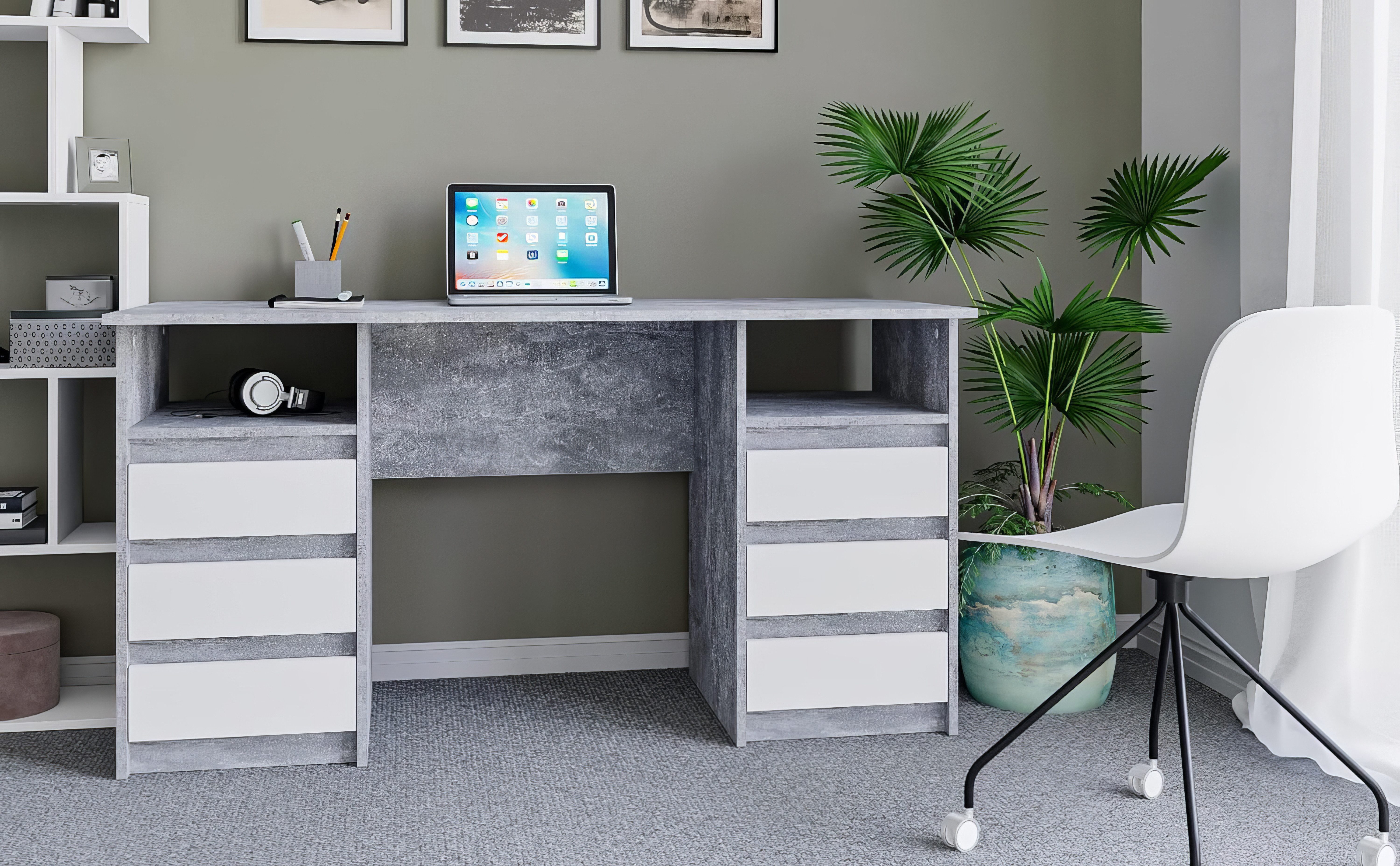 KOMTO Schreibtisch Oslo 140 Schreibtisch mit Schubladen Moderner Bürotisch, günstig online kaufen