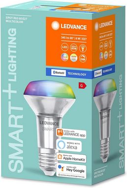 Ledvance LED-Leuchtmittel LED Lampe E27 Smart Bluetooth dimmbar Spotlampe RGBW 6W, E27, Warmweiß, Dimmbar, Energiesparend, Farbwechsel, App-Steuerung