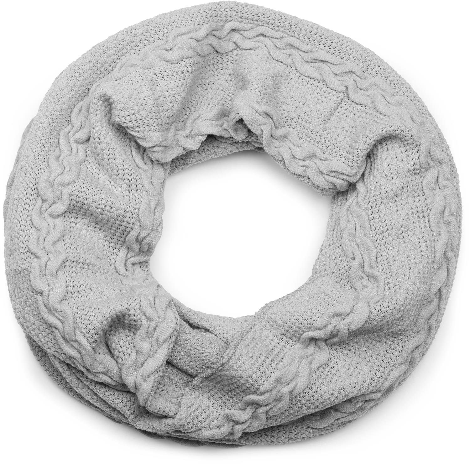 Strickschal Feinstrick Loop mit Zopfmuster