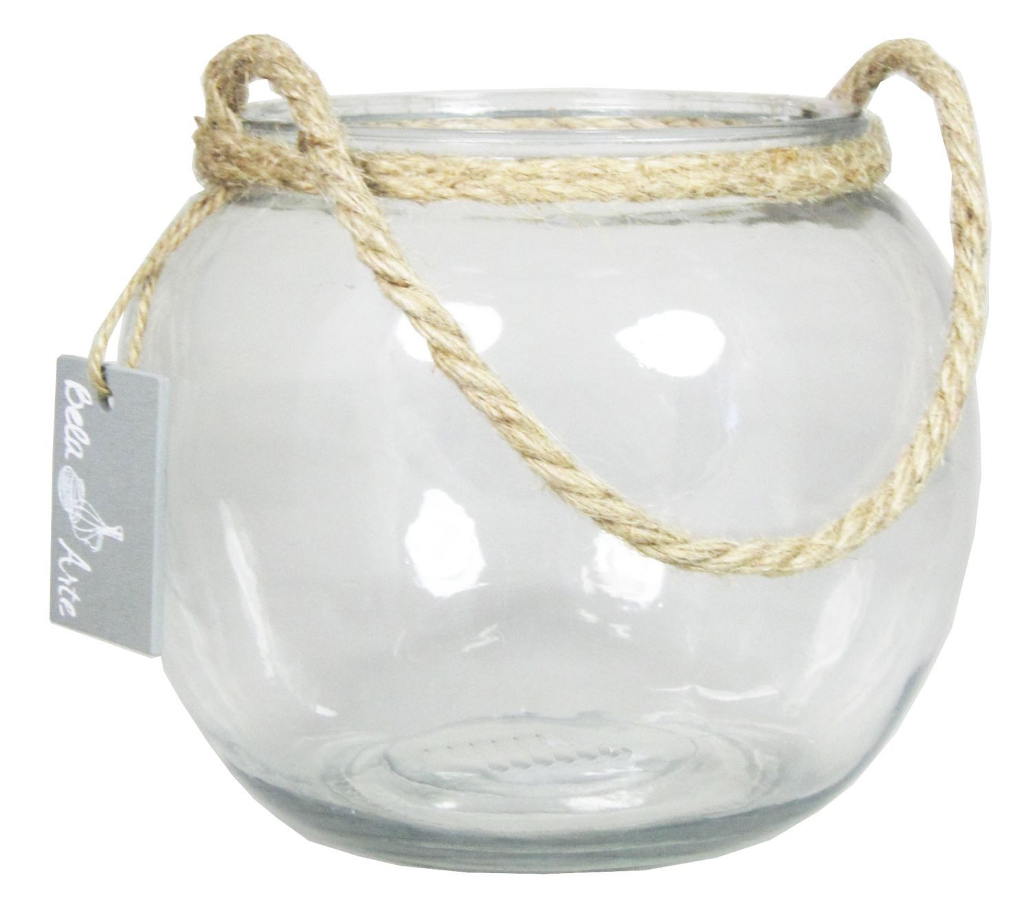 INNA-Glas Windlicht Kerzen Kugelvase Davy aus Glas, mit Henkel, klar, 15 cm, Ø 18 cm
