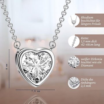 LOVENEST Herzkette Herzkette Silber 925 Halskette *Ich liebe Dich* Herz-Anhänger (Silberkette Anhänger Geschenke für Frauen Weihnachtsgeschenk Freundin, Geschenkset Damenkette Weihnachten Set), Sie Geburtstag Hochzeitstag Liebesbeweis Liebesgeschenk Herz Schmuck