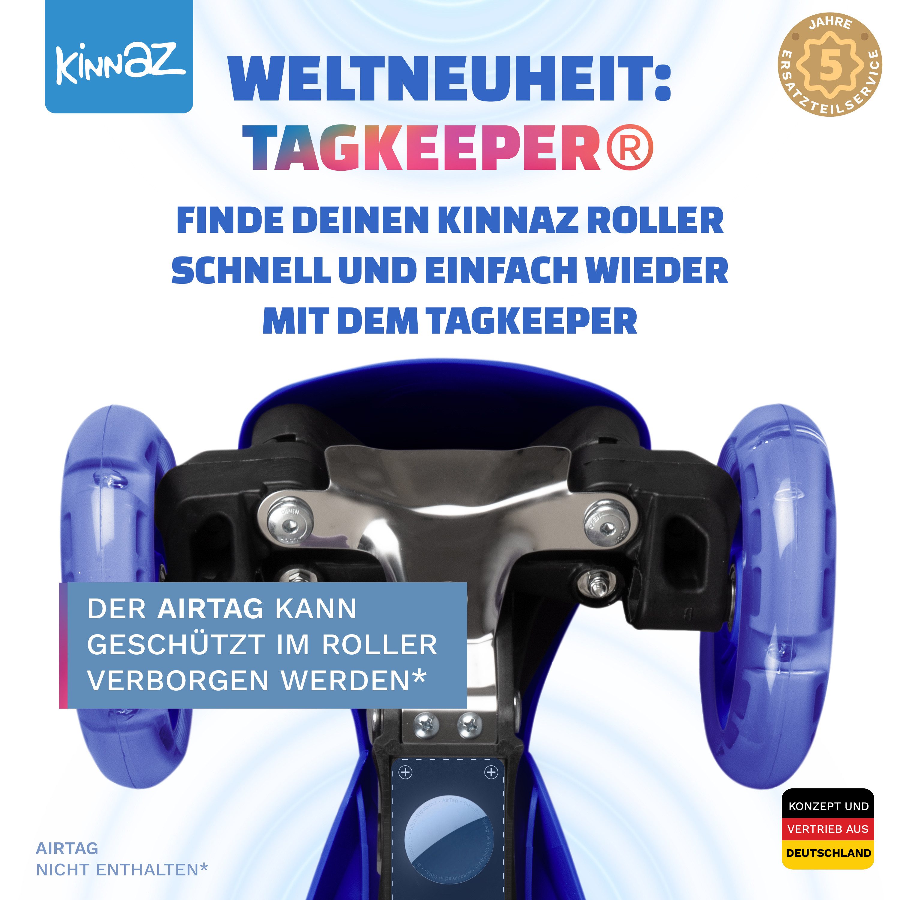 KINNAZ Dreiradscooter Roller Kinder ab 3 Jahre Kinderoller Scooter LED faltbar einstellbar, (Kinderroller, kinnaz ONE), Händler aus Hamburg