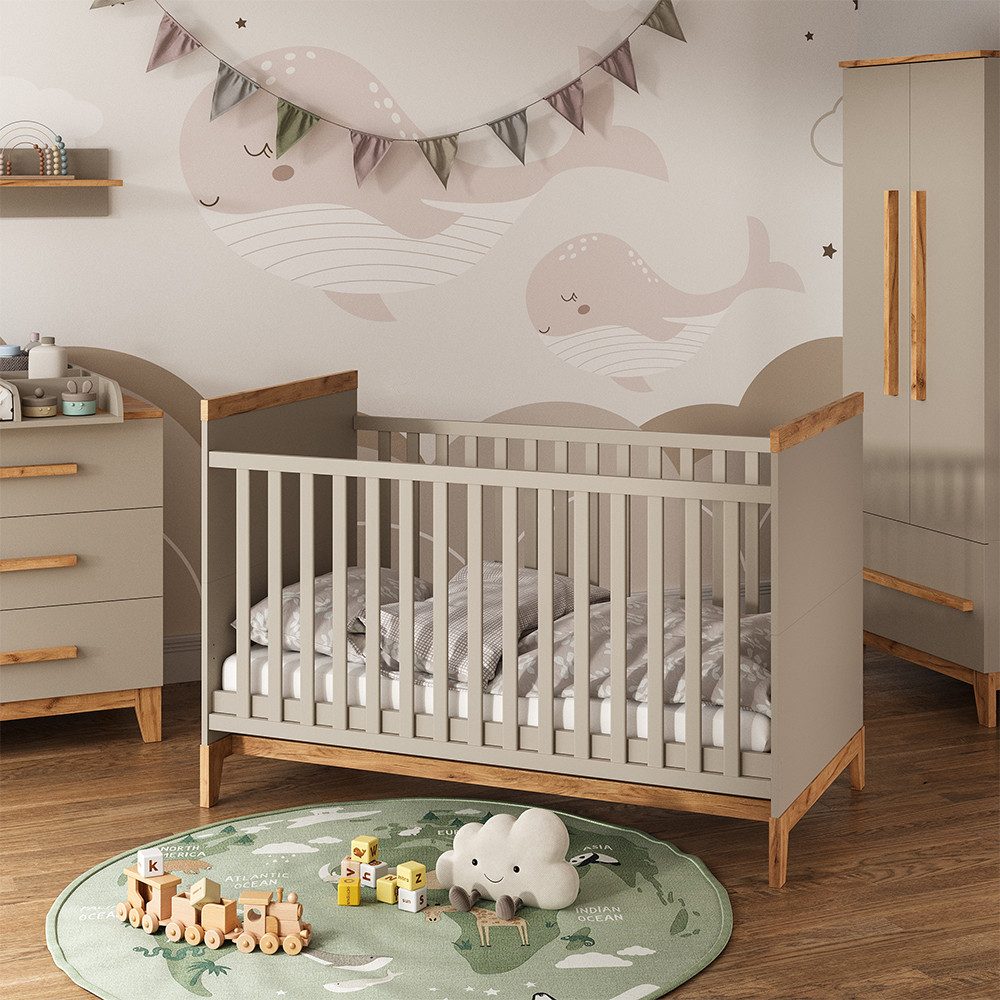 VitaliSpa® Babymöbel-Set Malia, Cashmere-Eiche, 5 Teile, (5-tlg)