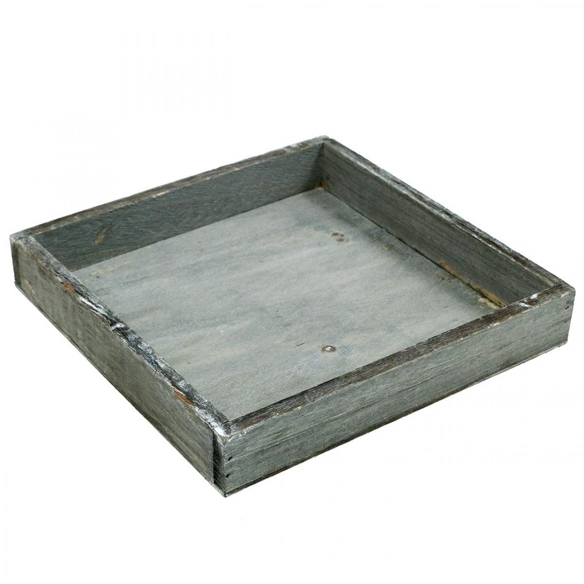 Viana Dekokorb Holztablett Shabby Chic Deko Grau 19x19cm Vintage Stil 2St