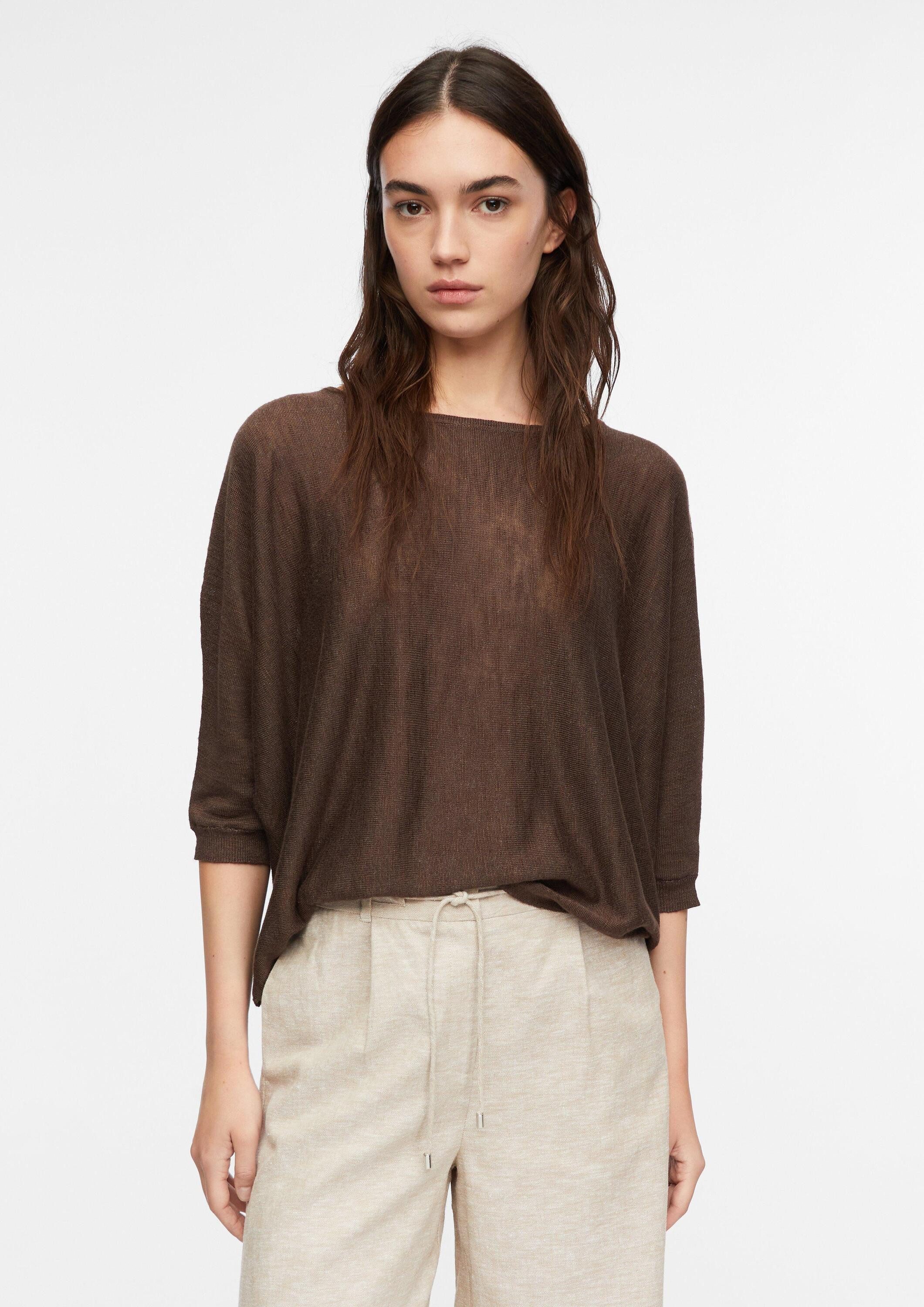 comma 3/4 Arm-Pullover Strickpullover Lockerer Feinstrickpullover aus Leinenmix