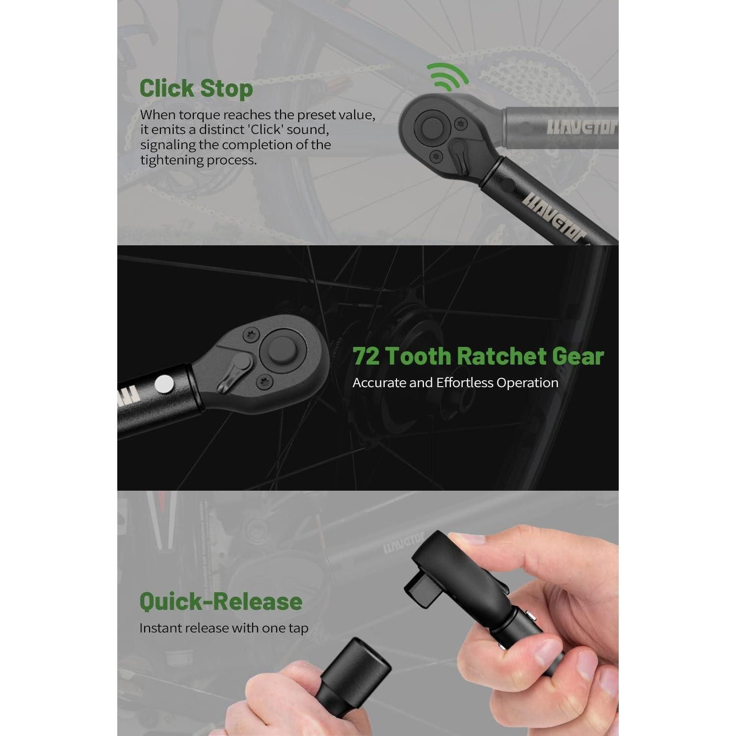 LuxusKollektion Drehmomentschlüssel Drehmomentschlüssel Fahrrad Set Viertelzoll 5 25 Nm Bits 37 TLG