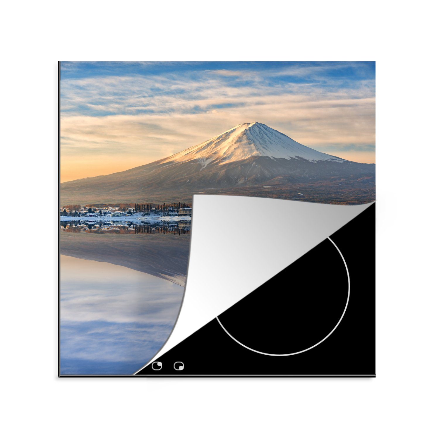 cm, Präfektur Vinyl, tlg), für küche Arbeitsplatte MuchoWow Fuji japanischen Yamanashi, der in Berges Bild des (1 Ceranfeldabdeckung, Ikonisches 78x78 Herdblende-/Abdeckplatte