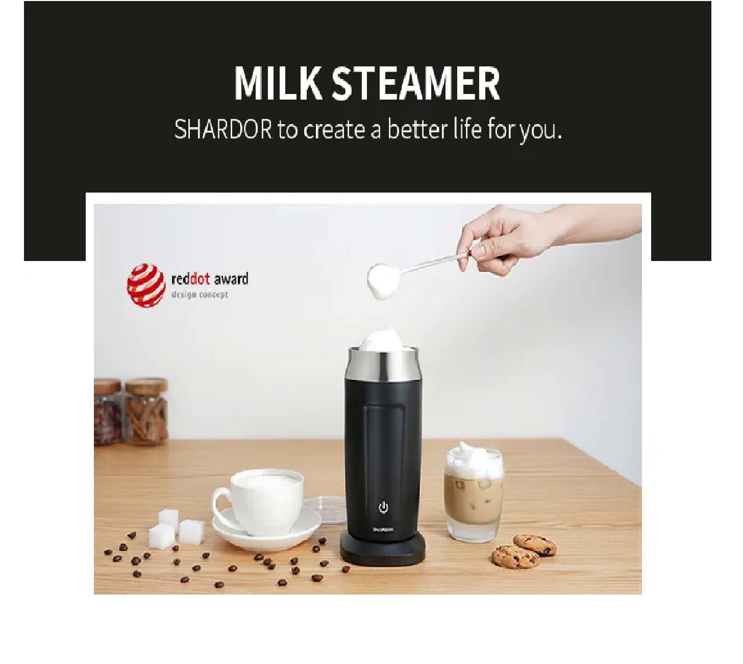 für Shardor Milchaufschäumer W, 3-in-1-Maschine, Milch und warme kalte 500