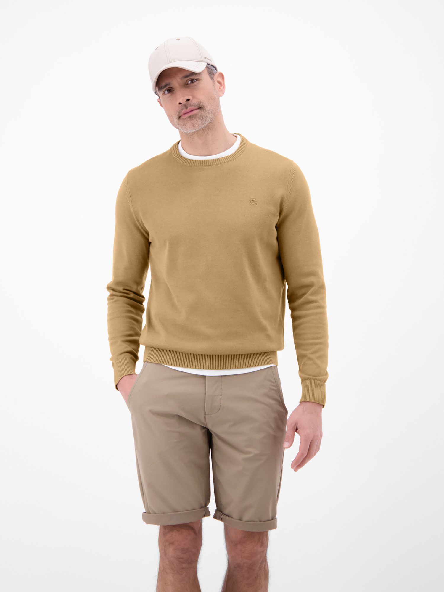 LERROS Strickpullover Herren Strickpullover aus Baumwolle mit Crewneck Ausschnitt Weicher Strick-Pullover, Rundhalsausschnitt, lange Ärmel, pflegeleicht