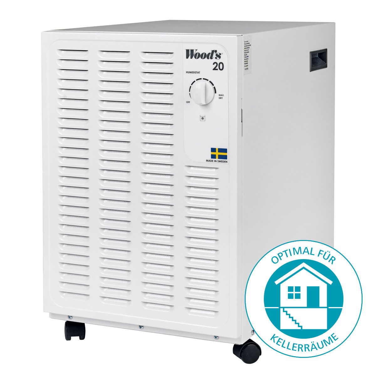 Wood's Осушители воздуха SW20FW - Optimal für Kellerräume, Entfeuchtung 12 l/Tag, Tank 11,4 l