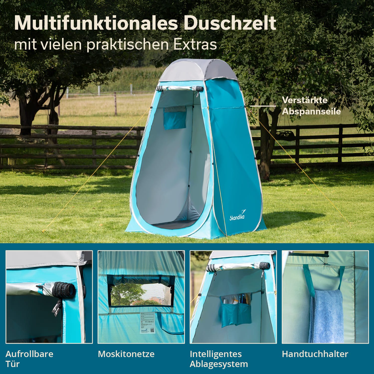Skandika Kuppelzelt Duschzelt Pop Up, Umkleidezelt, Toilettenzelt, silberbeschichtet, Personen: 1 (1 Fenster mit Moskitonetz und Abdeckung, Tragetasche, Gute Ve – Bild 5 von 5