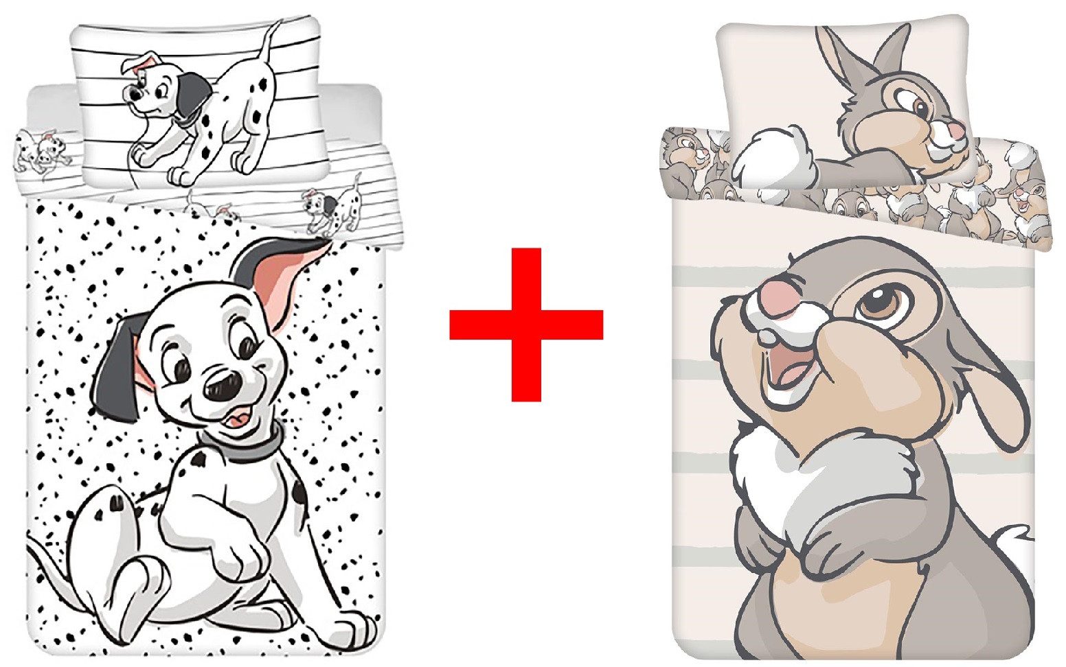 Disney Kinderbettwäsche Disney 101 Dalmatiner Bambi Klopfer Kinderbettwäsche 100x135cm, Renforcé, 2 teilig